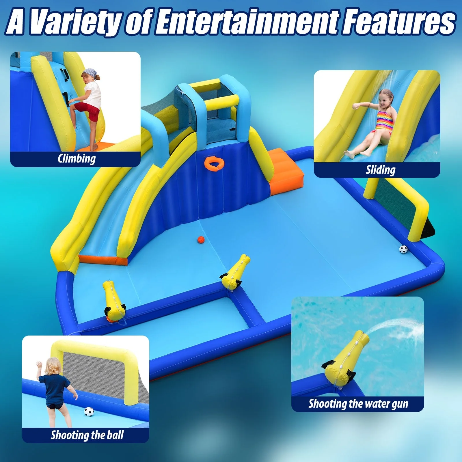 6-in-1 Inflatable Water Slide Jumping House without Blower - Image 7