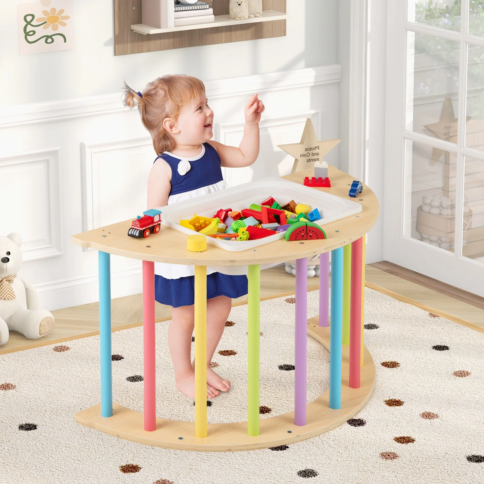 6 in 1 Kids Climbing Arch Playset wIth Removable Cushion and Stoppers-Multicolor - Image 2