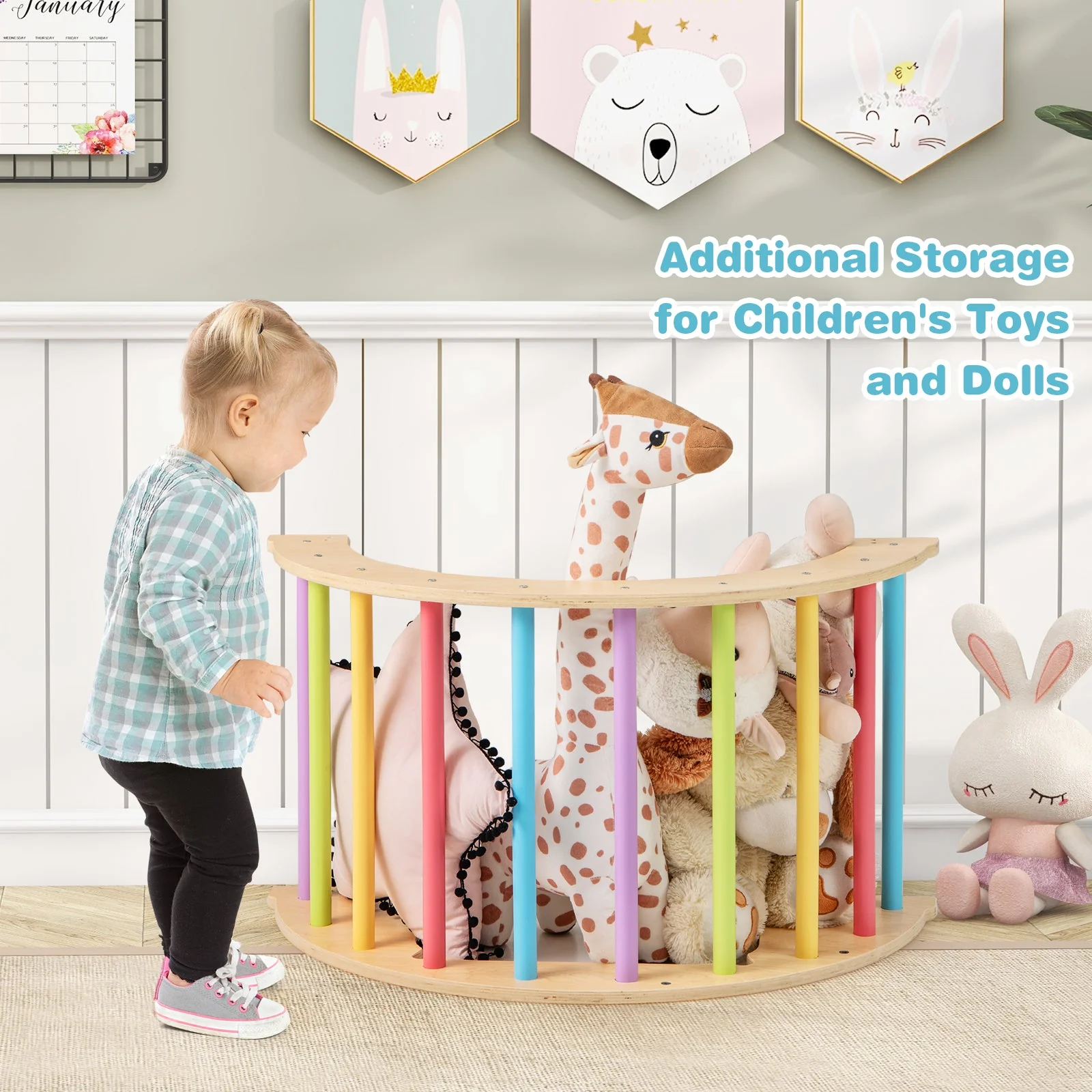 6 in 1 Kids Climbing Arch Playset wIth Removable Cushion and Stoppers-Multicolor - Image 5
