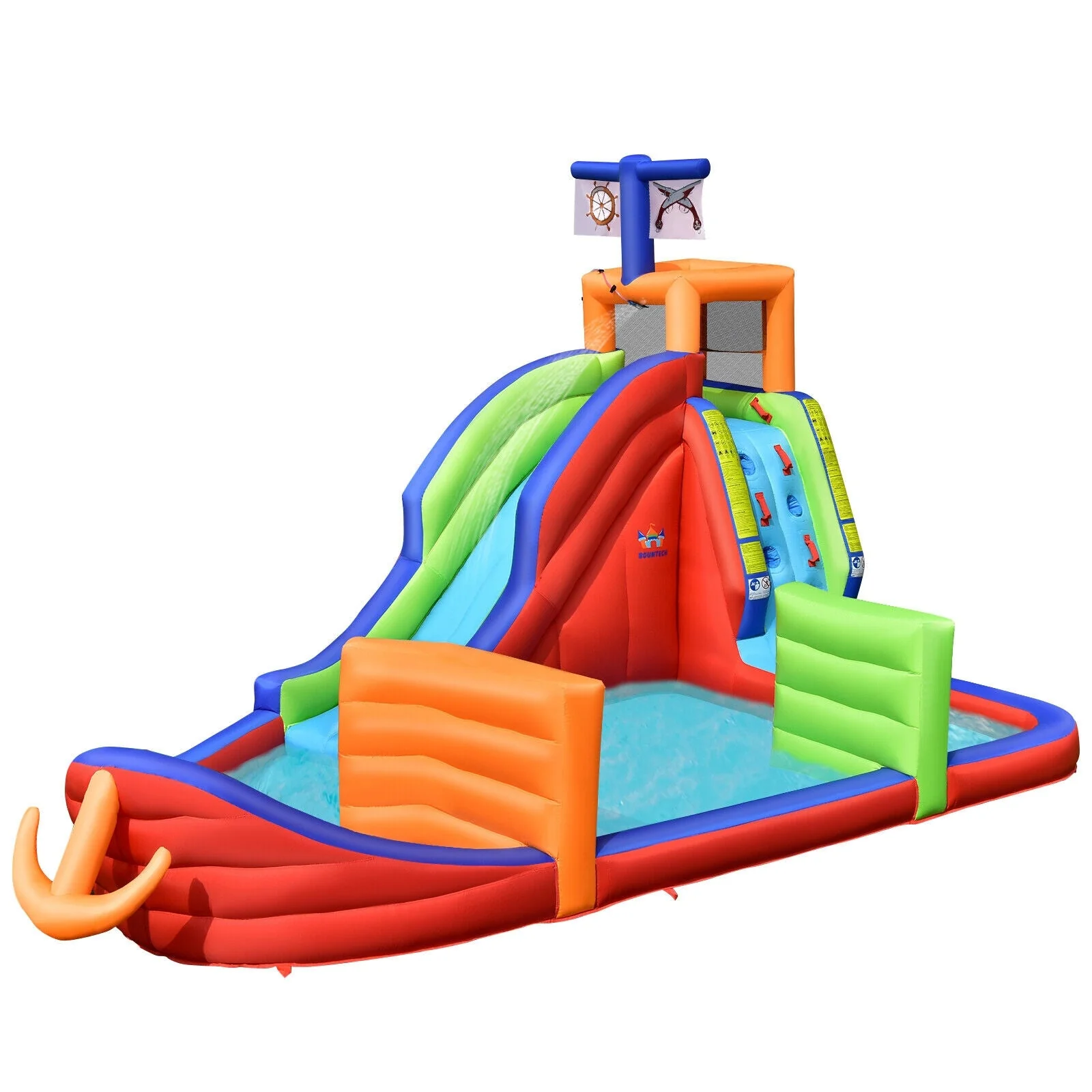 6-in-1 Pirate Ship Waterslide Kid Inflatable Castle with Water Guns and 735W Blower - Image 6