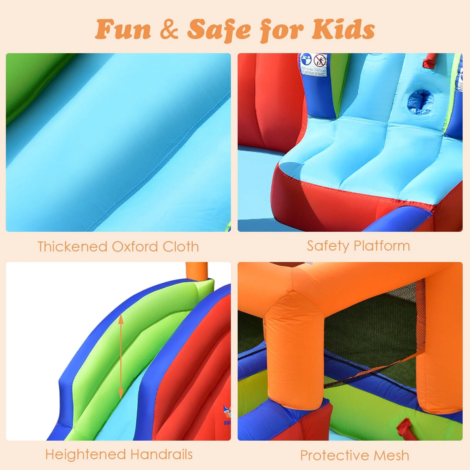 6-in-1 Pirate Ship Waterslide Kid Inflatable Castle with Water Guns and 735W Blower - Image 8