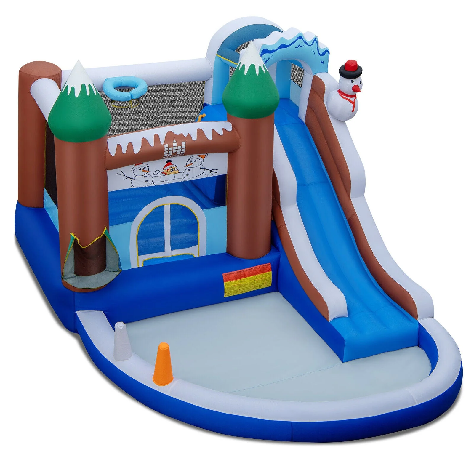 6-in-1 Winter Theme Snowman Inflatable Castle with Slide and Trampoline without Blower - Image 2