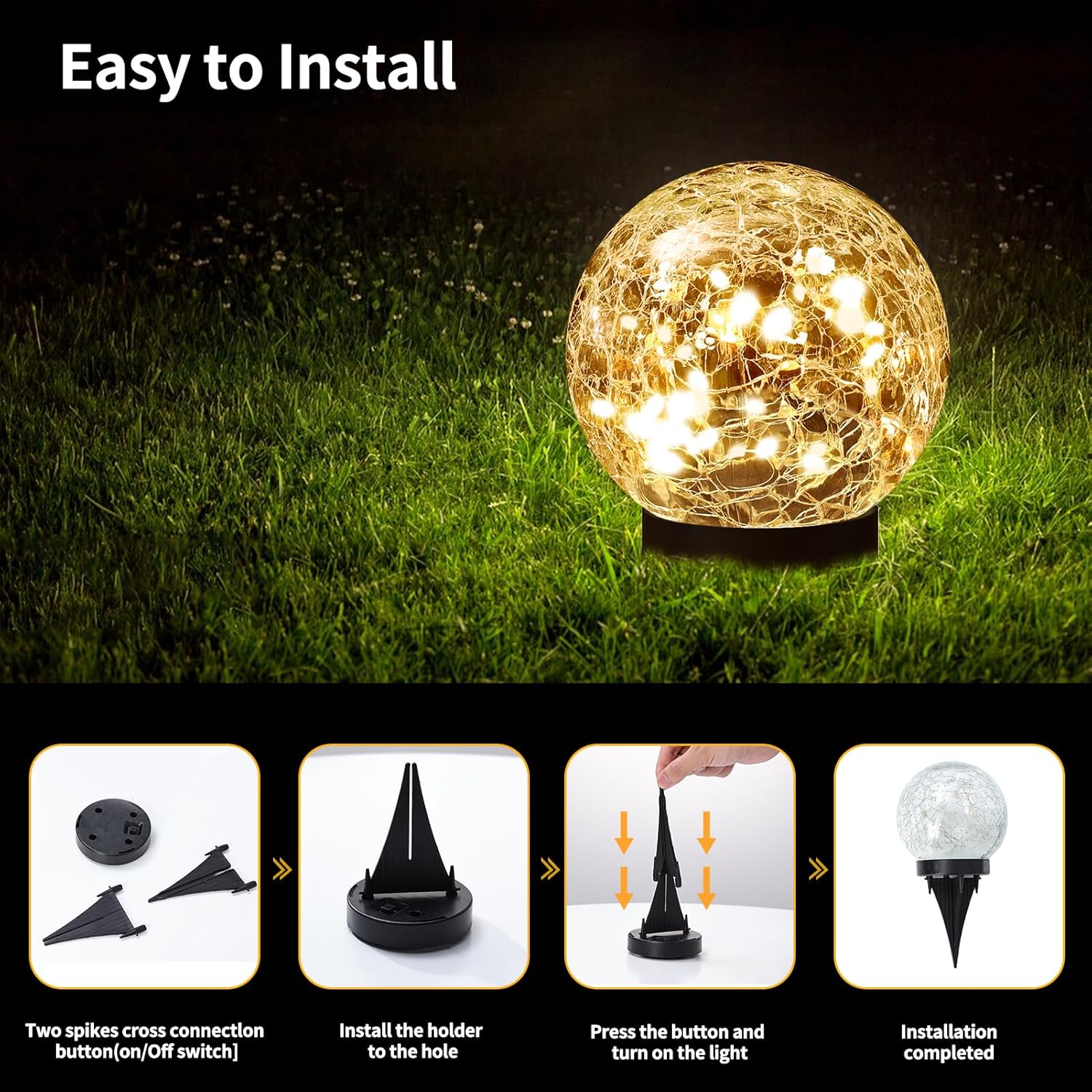 6 Pack Solar Globe Lights Outdoor Waterproof - Image 7