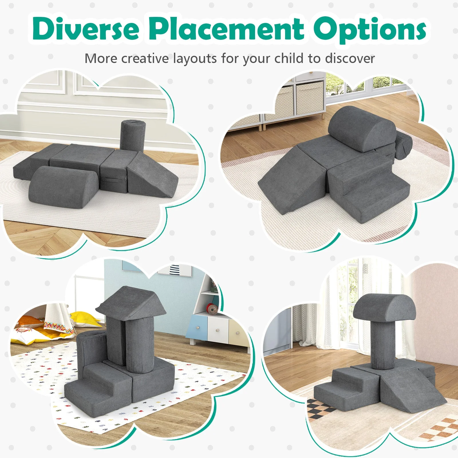 6-Piece Baby Climbing Blocks with 30D High-Density Foam and Carrying Handles-Gray - Image 7