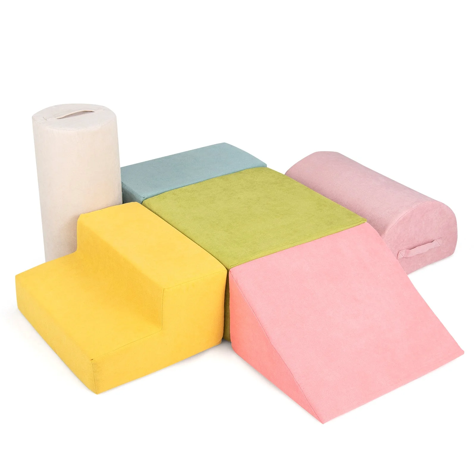 6-Piece Baby Climbing Blocks with 30D High-Density Foam and Carrying Handles-Macaron Multicolor - Image 3