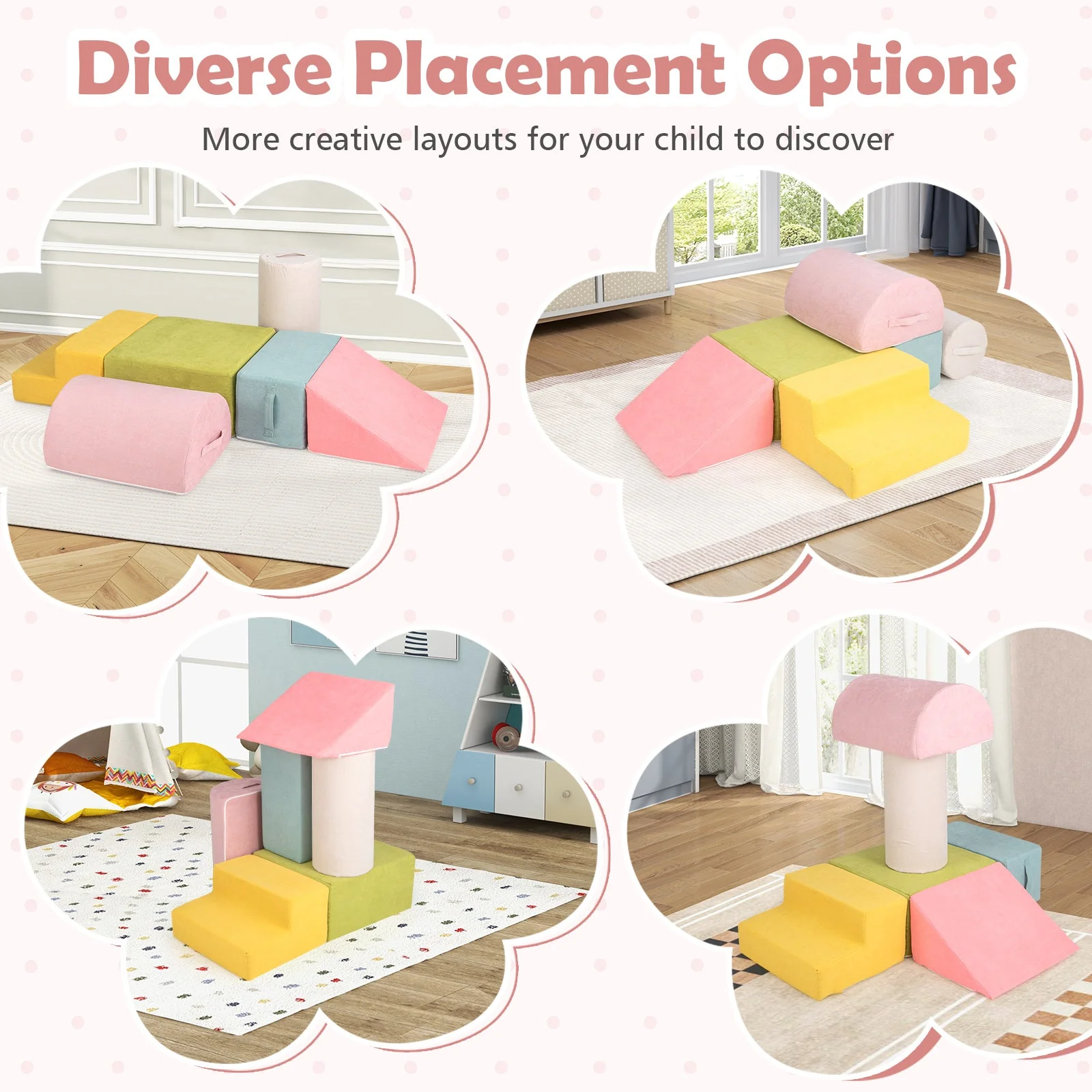 6-Piece Baby Climbing Blocks with 30D High-Density Foam and Carrying Handles-Macaron Multicolor - Image 6