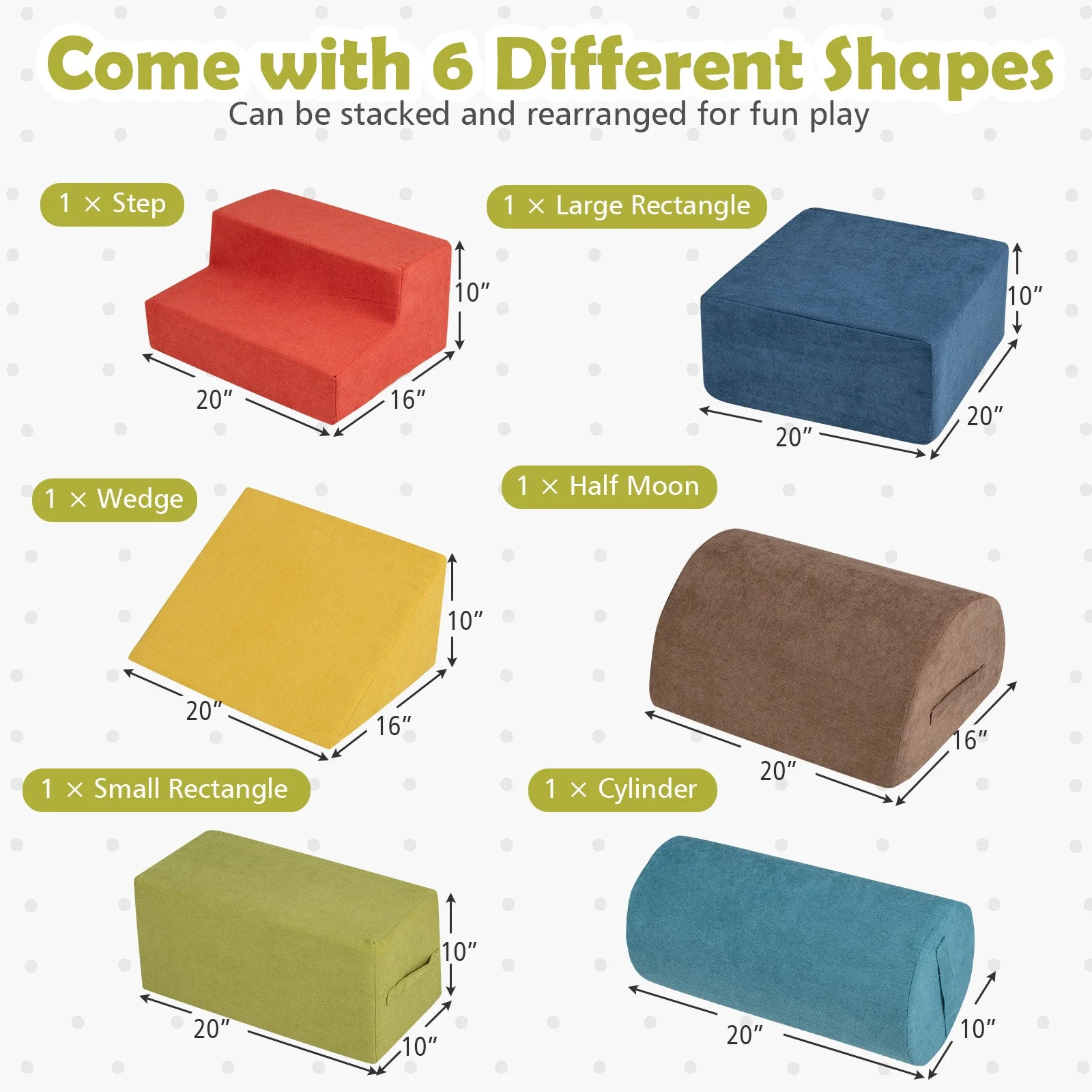 6-Piece Baby Climbing Blocks with 30D High-Density Foam and Carrying Handles-Multicolor - Image 5
