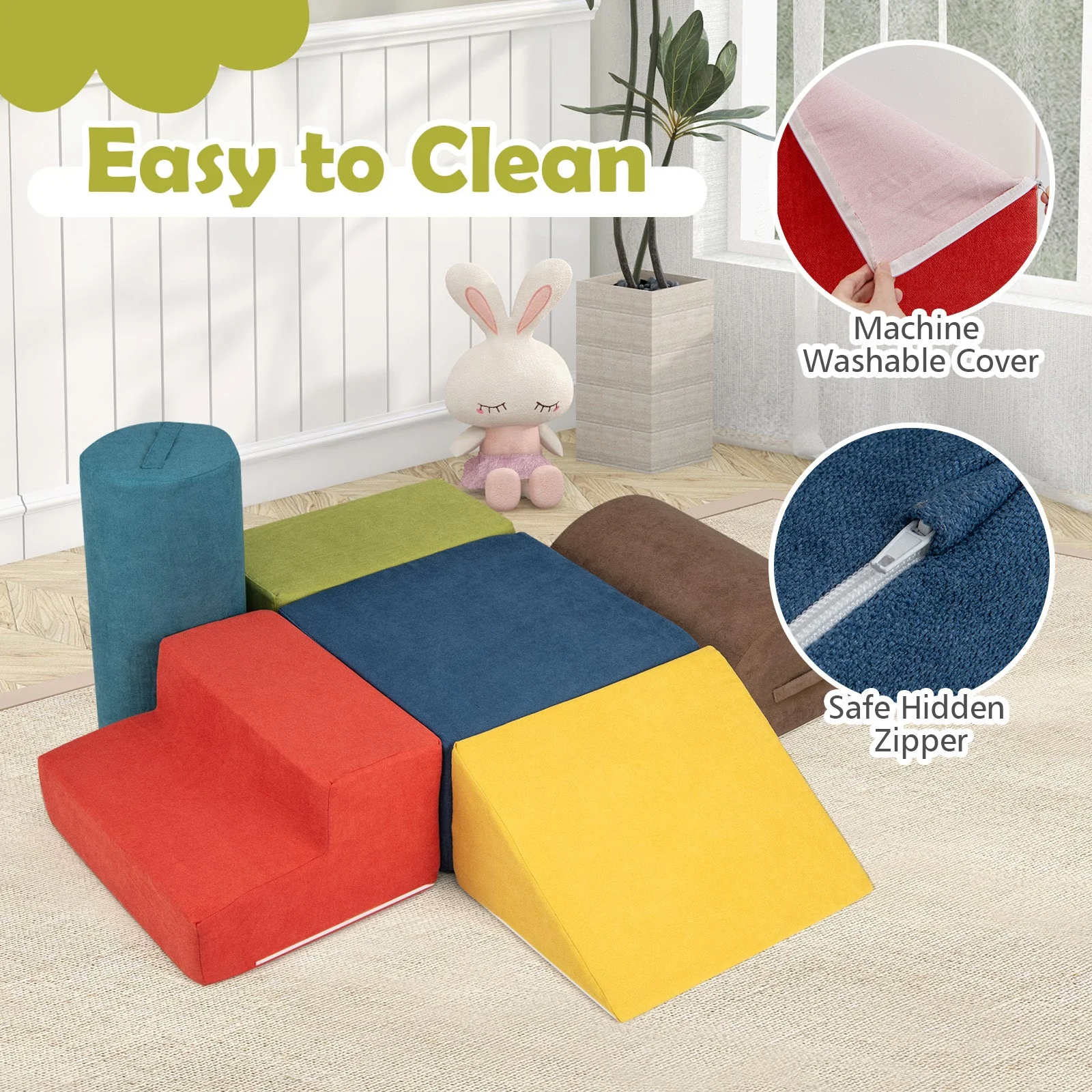 6-Piece Baby Climbing Blocks with 30D High-Density Foam and Carrying Handles-Multicolor - Image 7