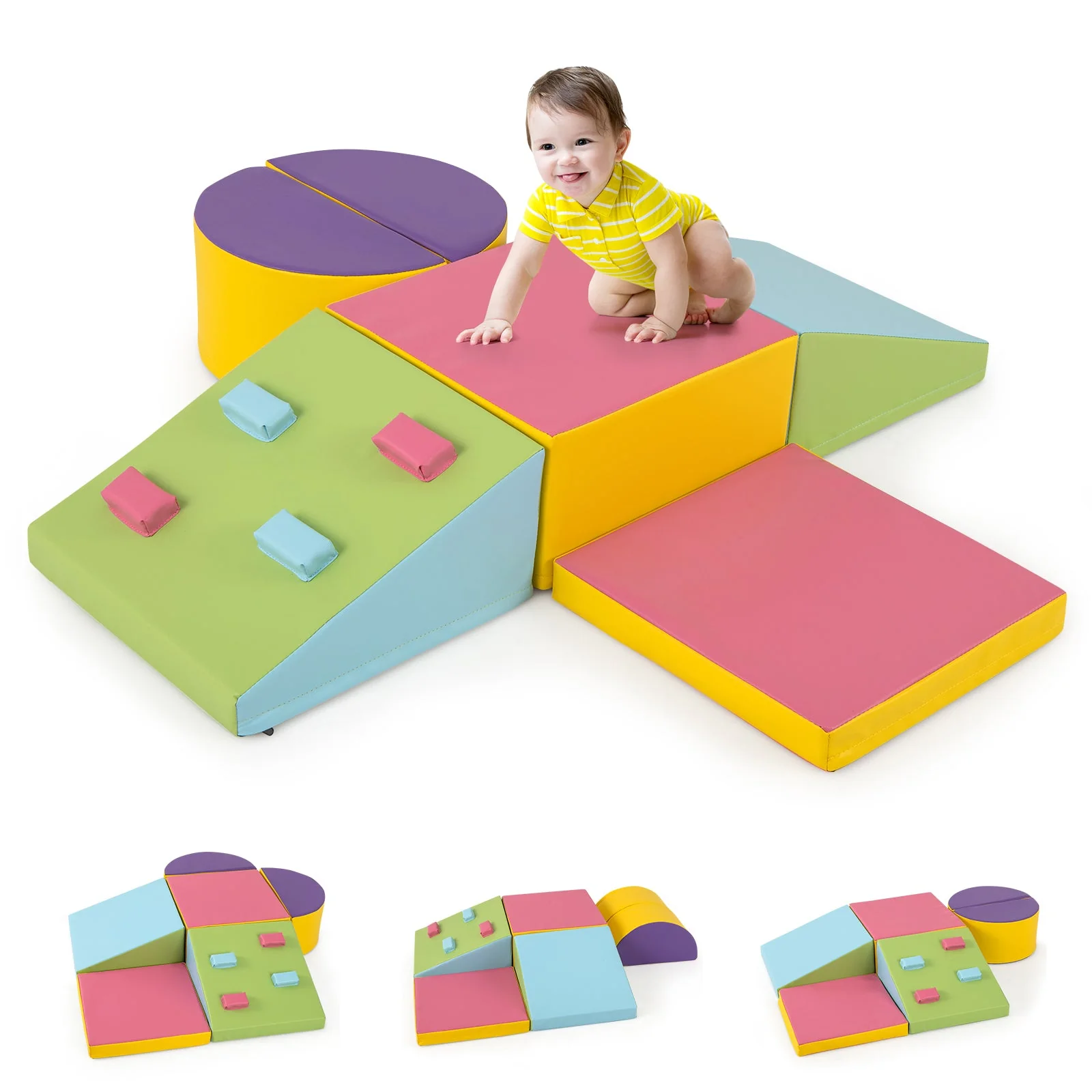 6-Piece Foam Climbing Blocks with Hook and Loop Fasteners - Image 4