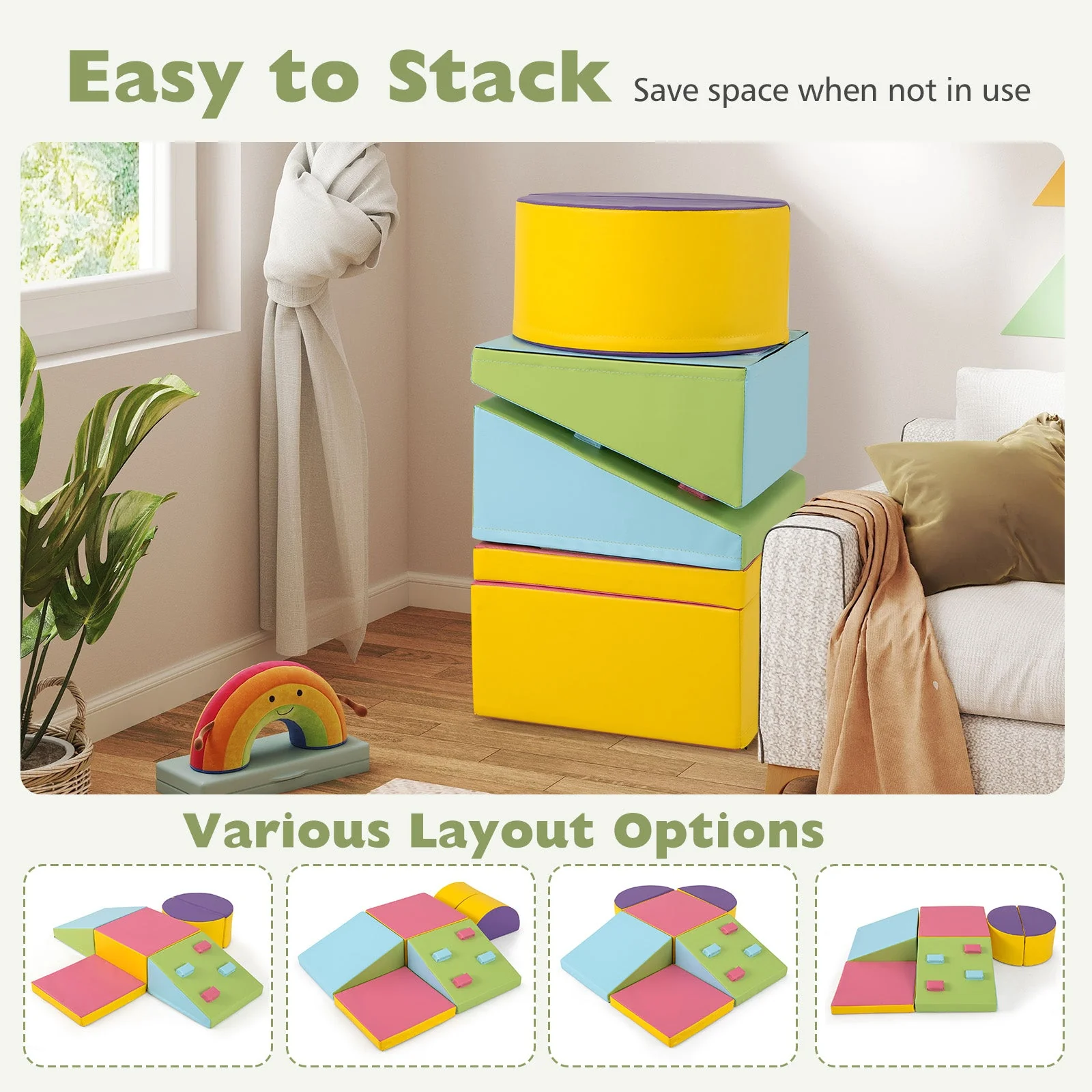 6-Piece Foam Climbing Blocks with Hook and Loop Fasteners - Image 6