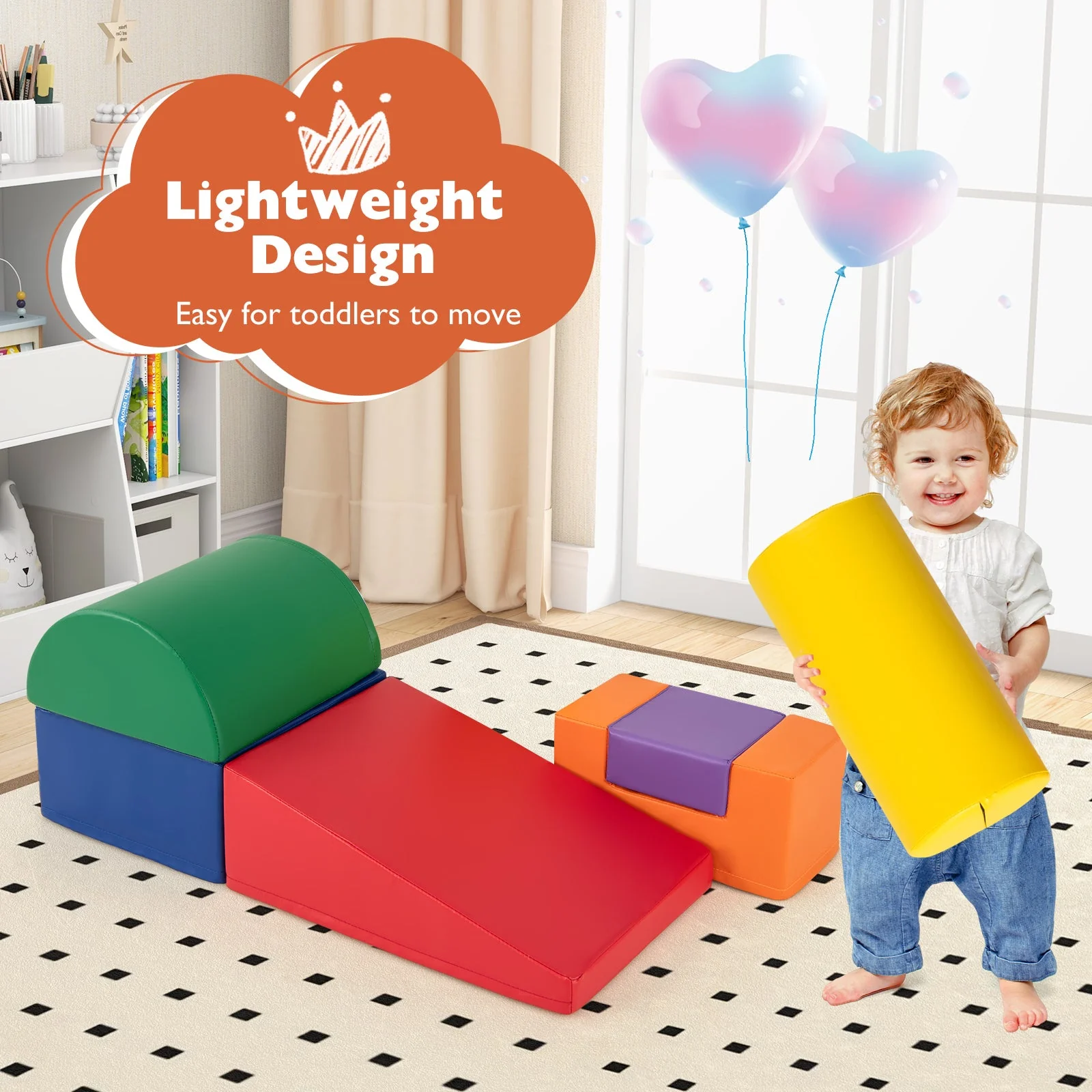 6 Pieces Foam Climbing Blocks Indoor Climb and Crawl Activity Playset with Rectangles-Orange - Image 7