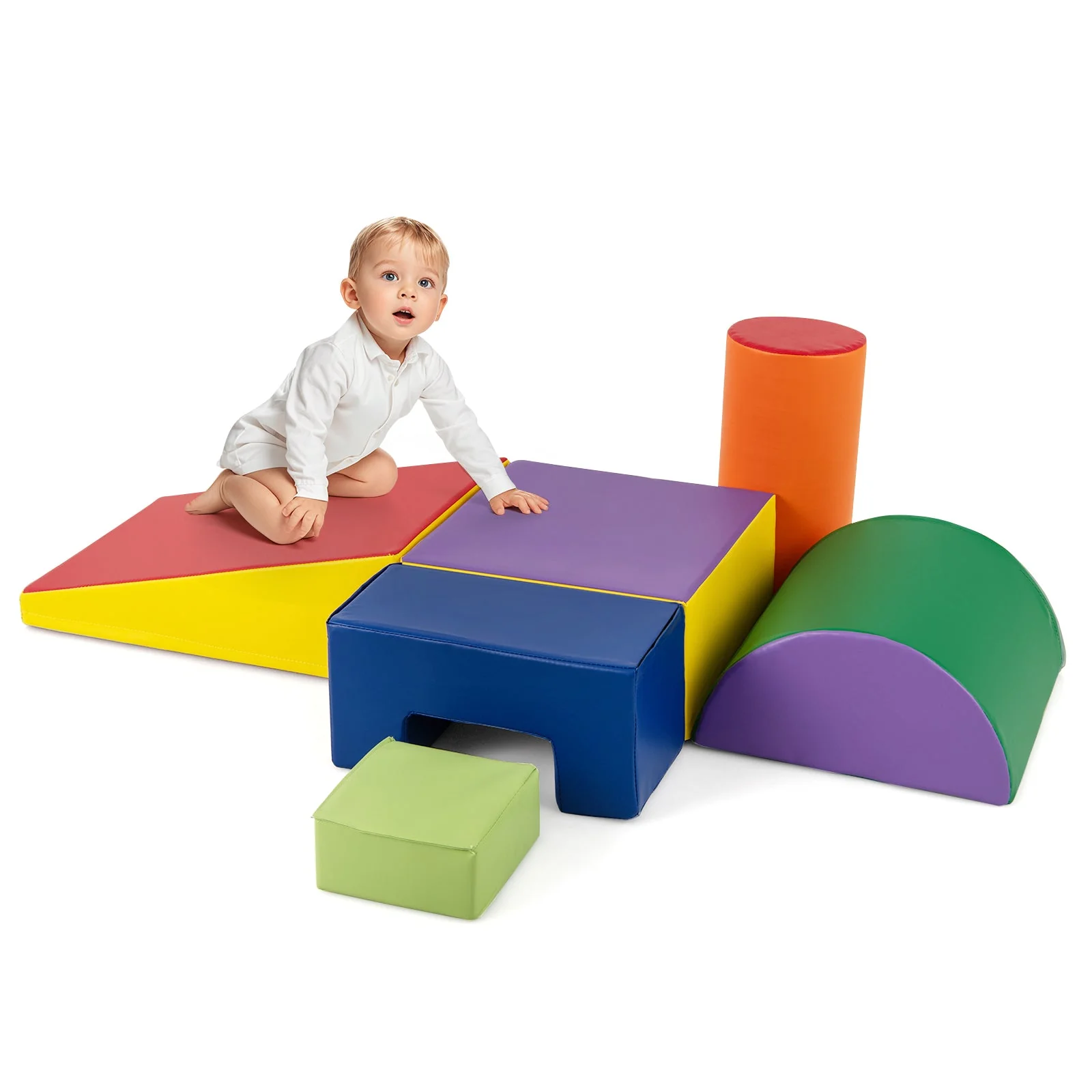 6 Pieces Foam Climbing Blocks Indoor Climb and Crawl Activity Playset with Rectangles-Purple - Image 3