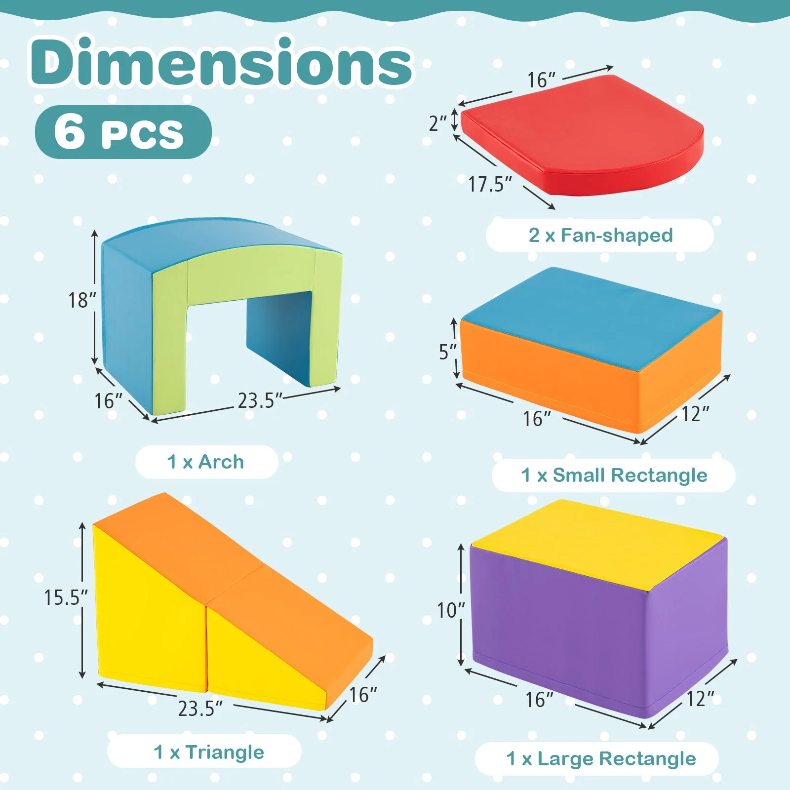 6 Pieces Foam Climbing Blocks Soft Play Climbing for Toddlers with Tunnel-Multicolor - Image 4