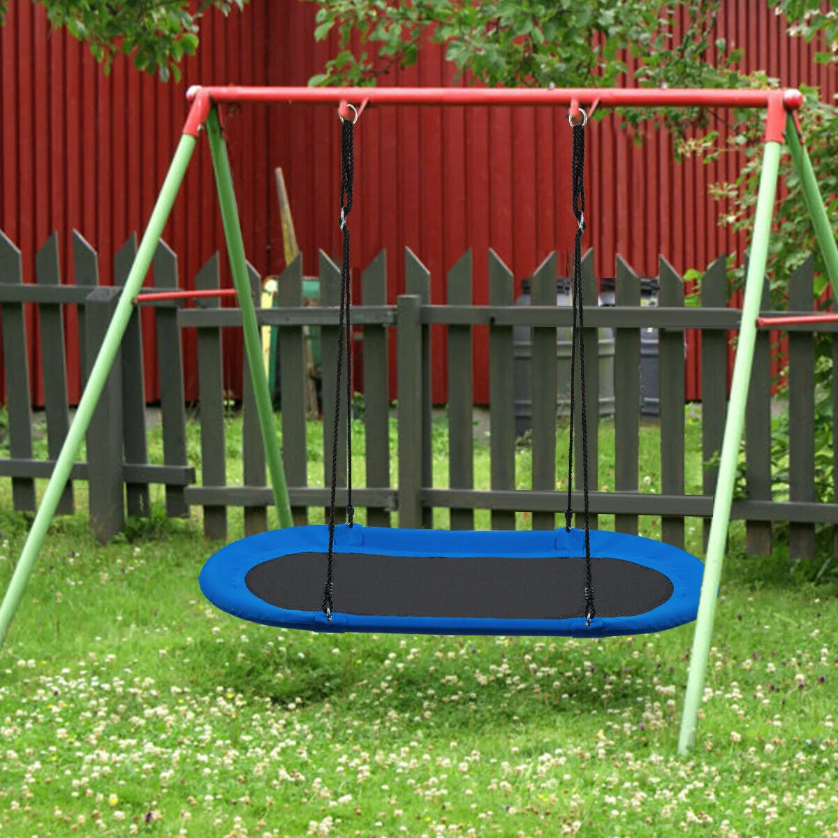 60 Inch Saucer Surf Outdoor Adjustable Swing Set-Blue+Black - Image 6