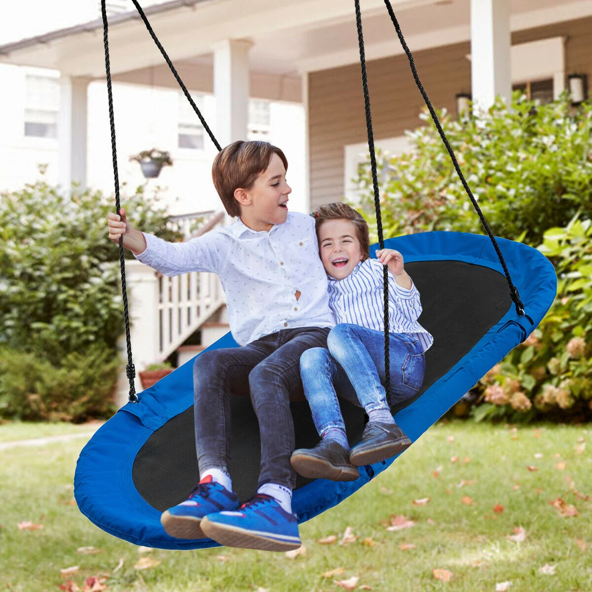 60 Inch Saucer Surf Outdoor Adjustable Swing Set-Blue+Black - Image 7