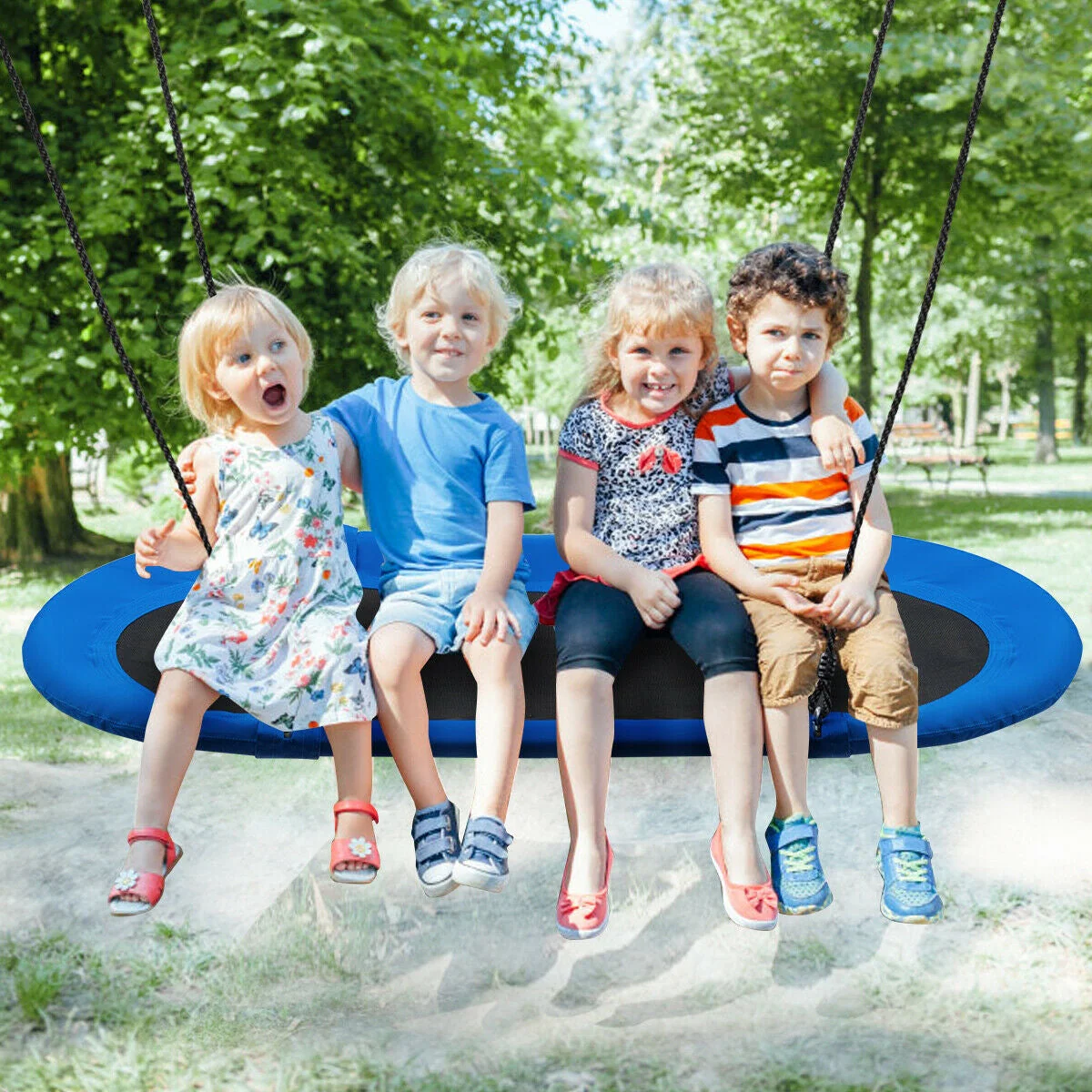 60 Inch Saucer Surf Outdoor Adjustable Swing Set-Blue+Black - Image 8