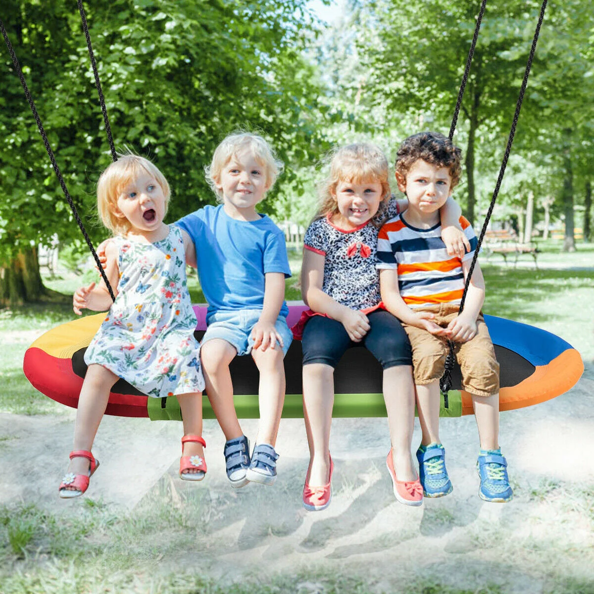 60 Inch Saucer Surf Outdoor Adjustable Swing Set-Colorful - Image 2