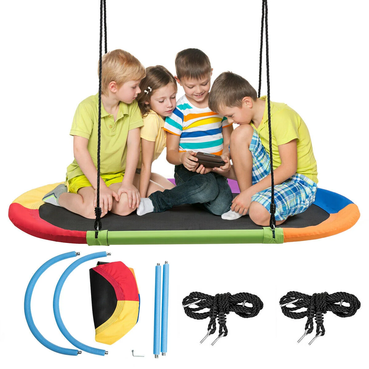 60 Inch Saucer Surf Outdoor Adjustable Swing Set-Colorful - Image 4