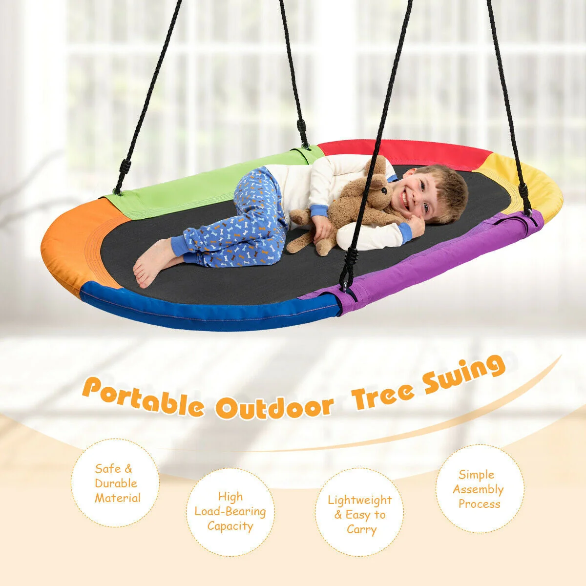 60 Inch Saucer Surf Outdoor Adjustable Swing Set-Colorful - Image 7