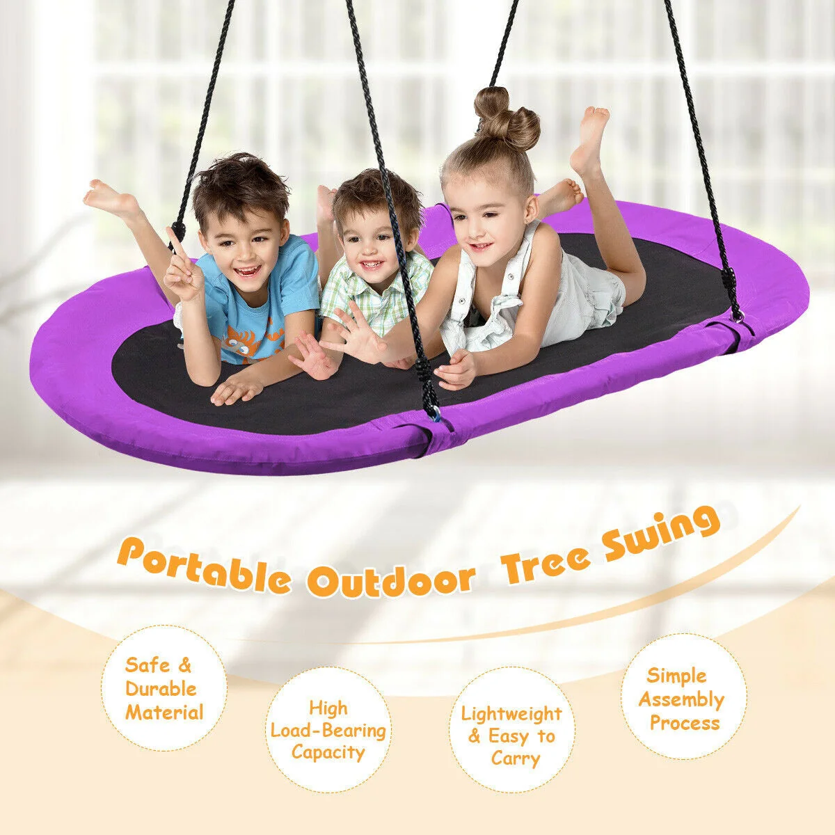 60 Inch Saucer Surf Outdoor Adjustable Swing Set-Purple - Image 6
