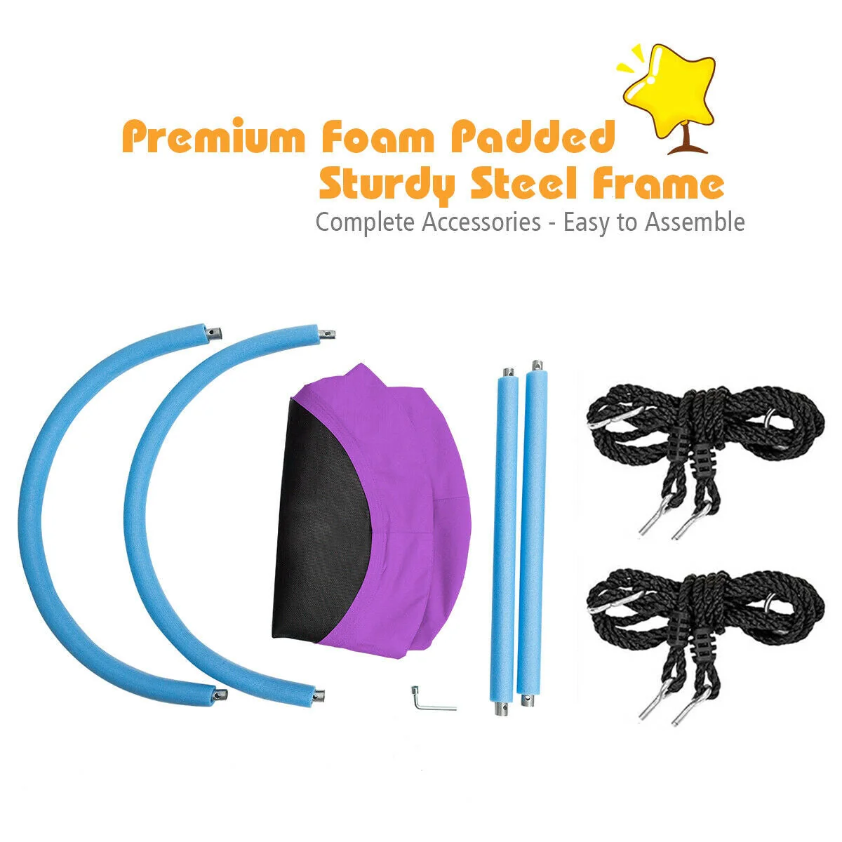60 Inch Saucer Surf Outdoor Adjustable Swing Set-Purple - Image 7