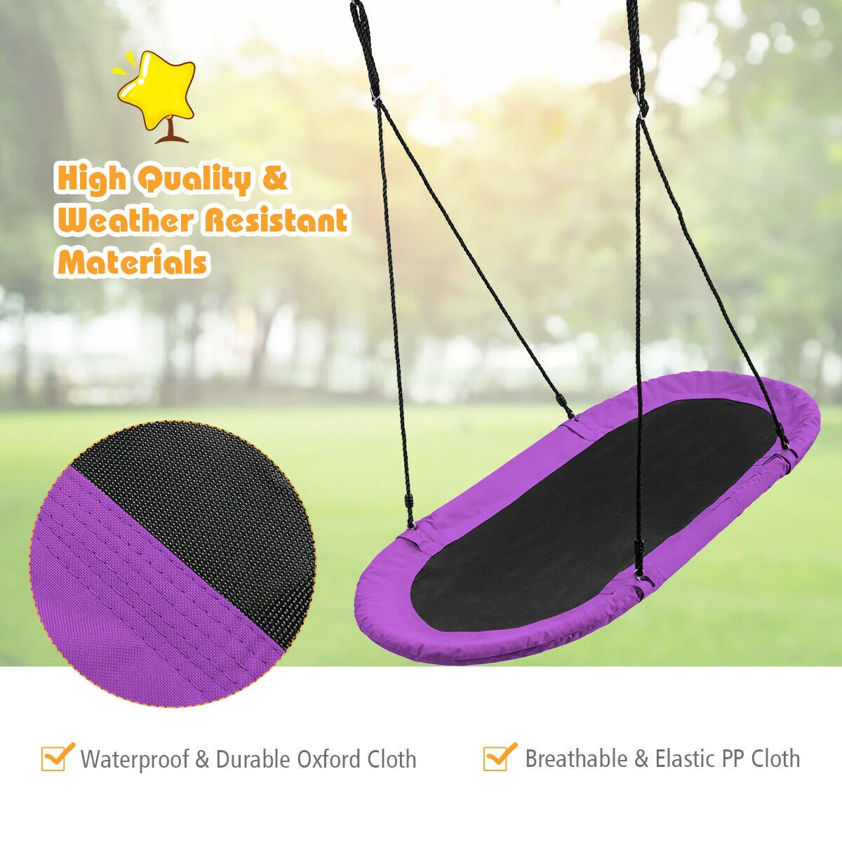 60 Inch Saucer Surf Outdoor Adjustable Swing Set-Purple - Image 8
