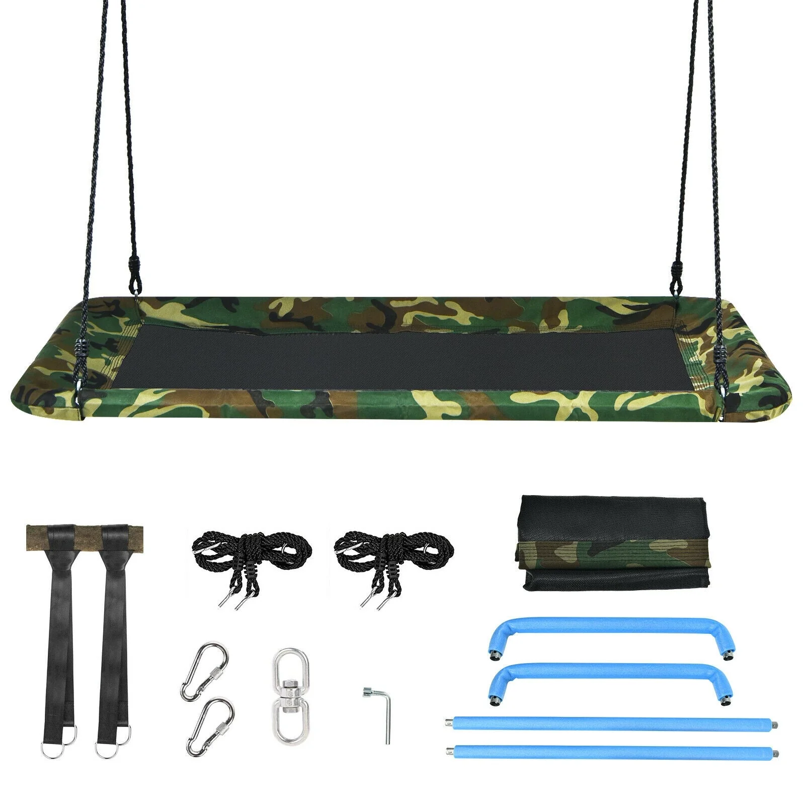 60 Inches Platform Tree Swing Outdoor with  2 Hanging Straps-Camouflage - Image 6