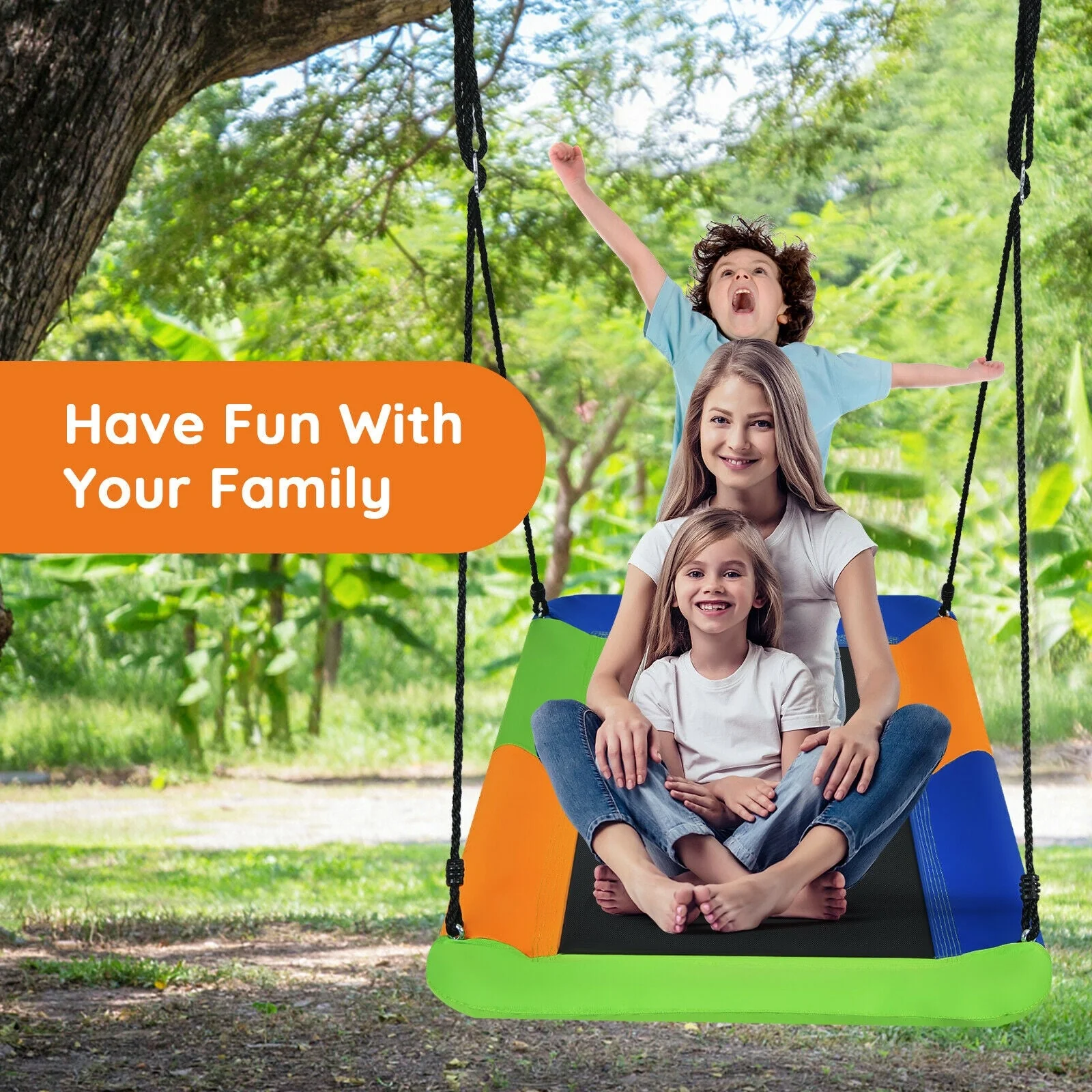 60 Inches Platform Tree Swing with 2 Hanging Straps - Image 6