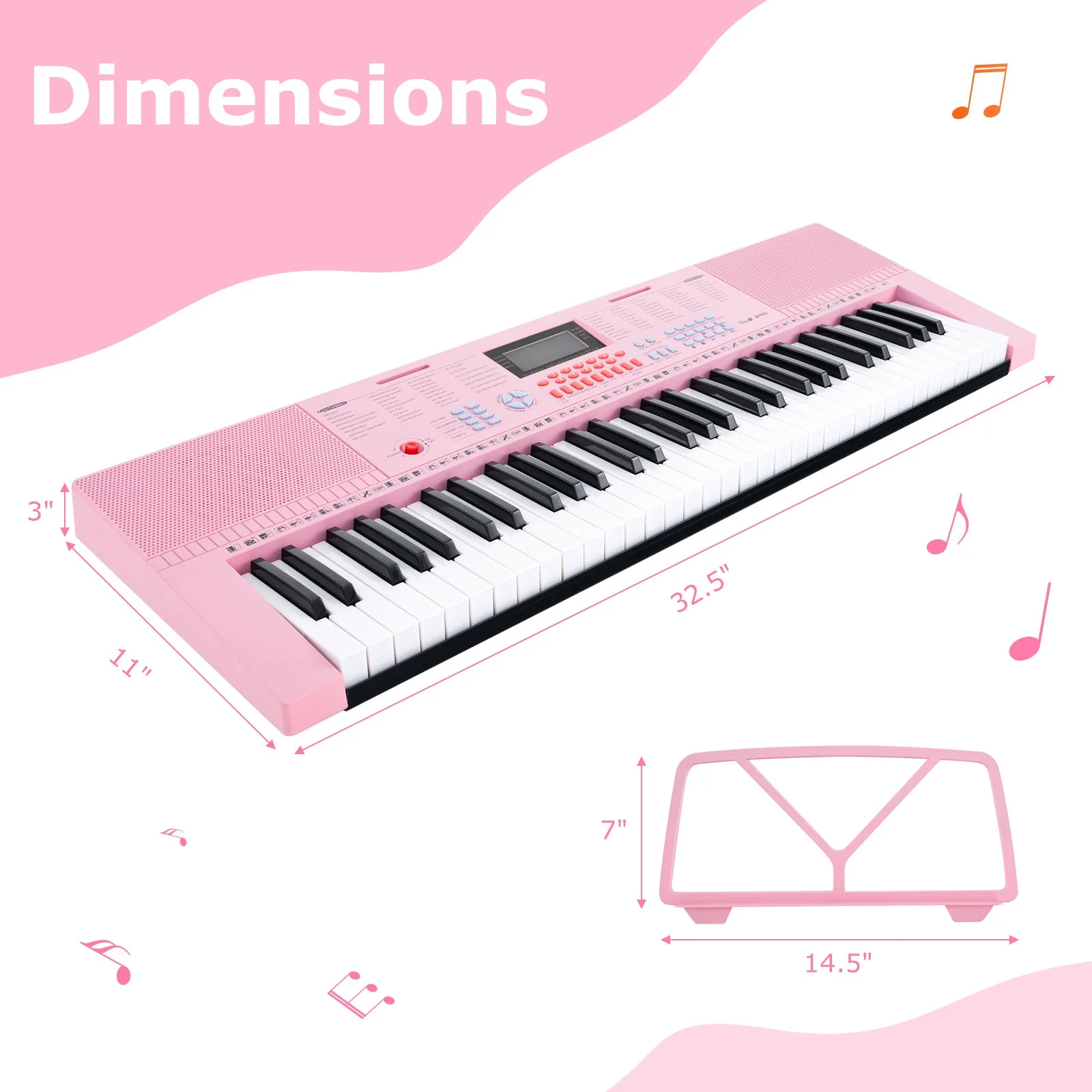 61-Key Electric Piano Keyboard for Beginner-Pink - Image 4