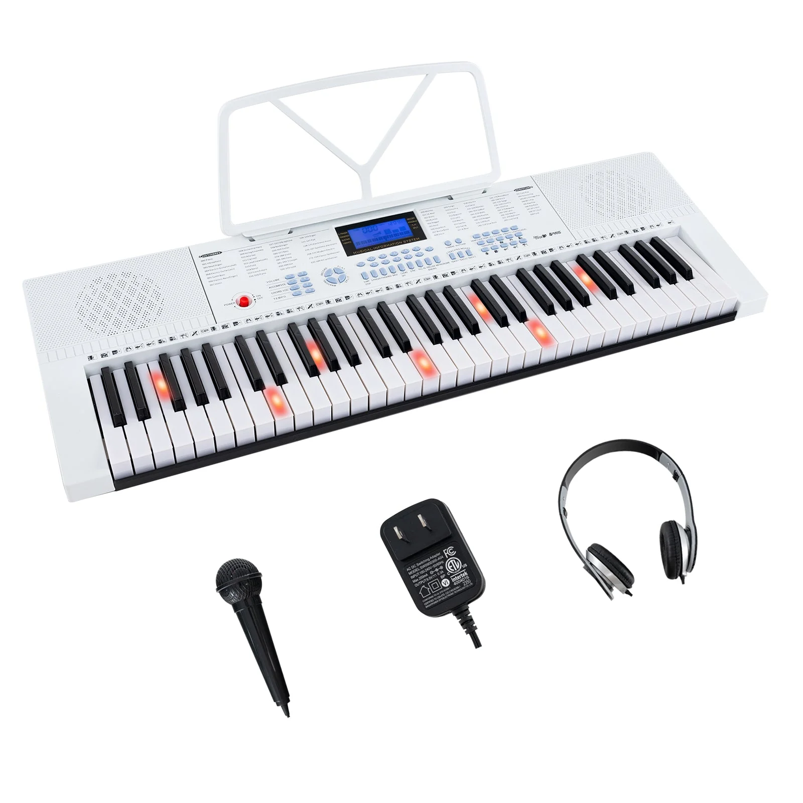 61-Key Electric Piano Keyboard for Beginner-White - Image 3