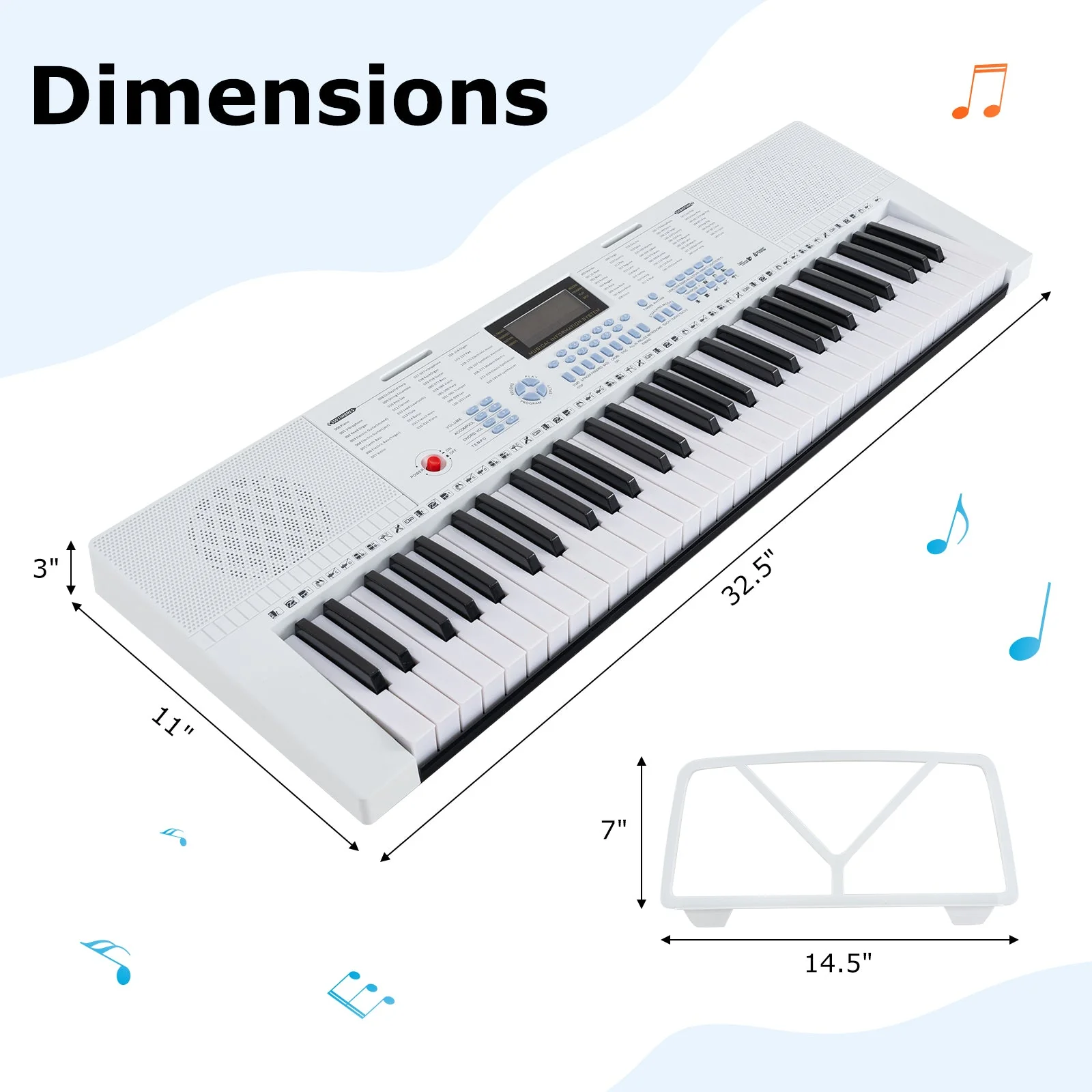 61-Key Electric Piano Keyboard for Beginner-White - Image 4