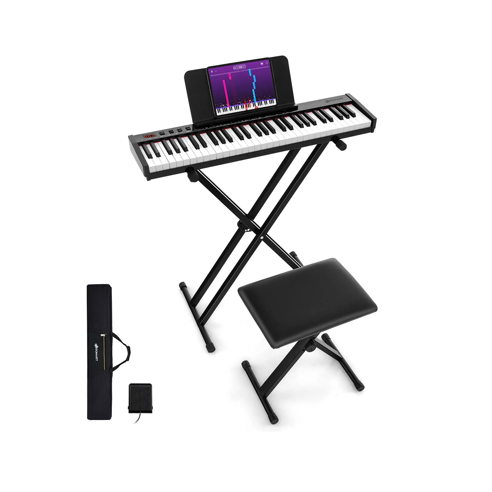 61-Key Portable Electronic Keyboard Piano Complete Digital Piano Set with Stand and Stool - Image 2