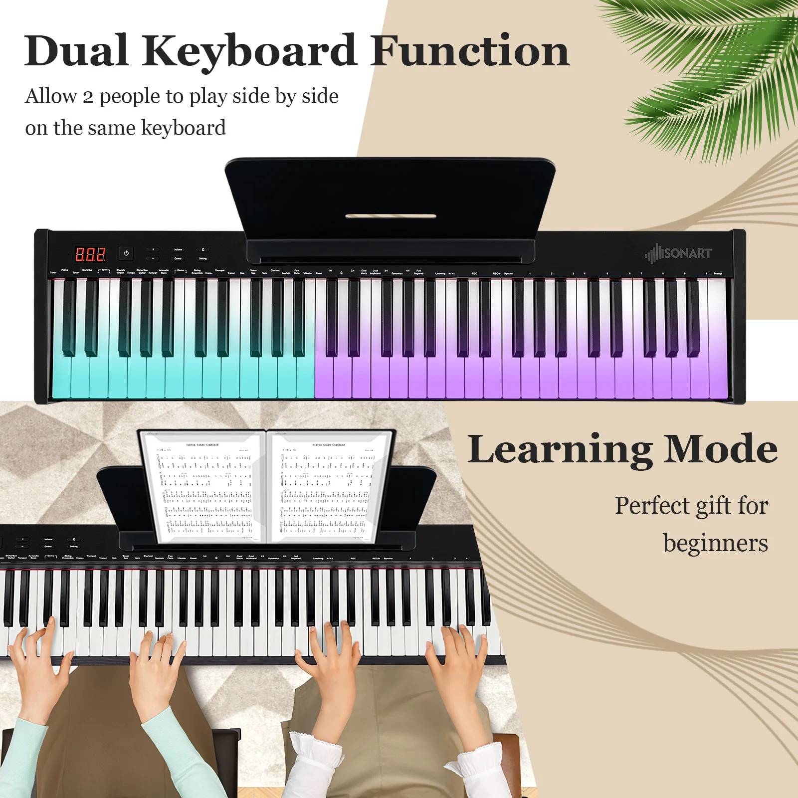 61-Key Portable Electronic Keyboard Piano Complete Digital Piano Set with Stand and Stool - Image 7