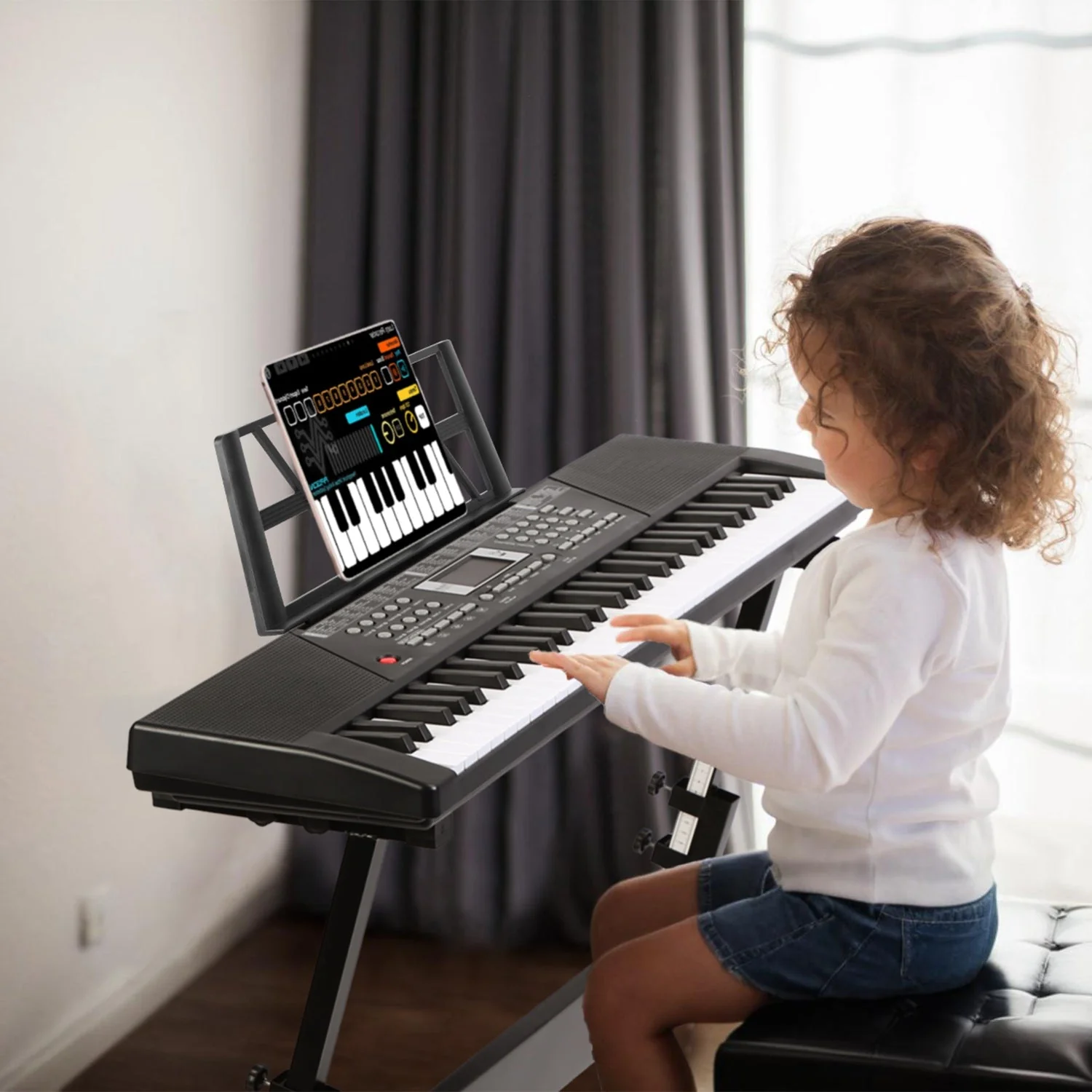 61 Keys Digital Music Keyboard Electric Piano Electronic Musical Instrument Kids Learning Keyboard with Microphone for 3-12 Year Old Kids Girls Boys - Image 2
