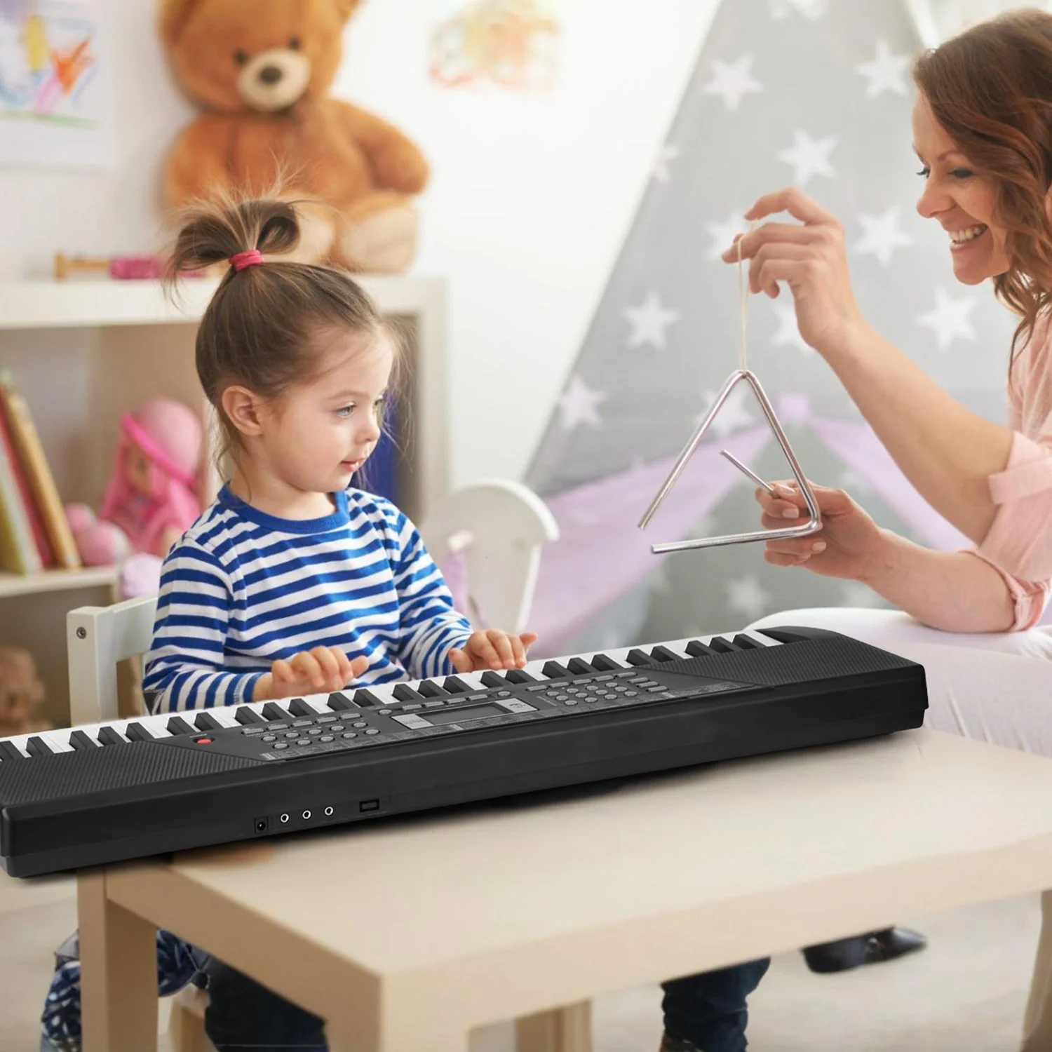 61 Keys Digital Music Keyboard Electric Piano Electronic Musical Instrument Kids Learning Keyboard with Microphone for 3-12 Year Old Kids Girls Boys - Image 3