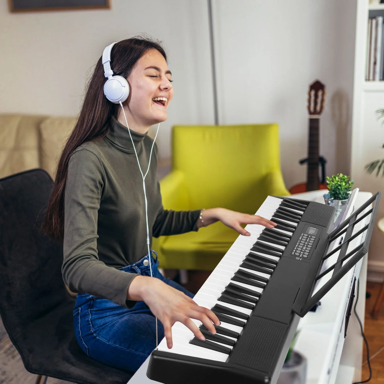 61Keys Foldable Electronic Piano Keyboard With Micro Audio Sustain Pedal Music Stand Storage Bag Portable Wireless MiDi Connection Keyboard For Beginn - Image 2