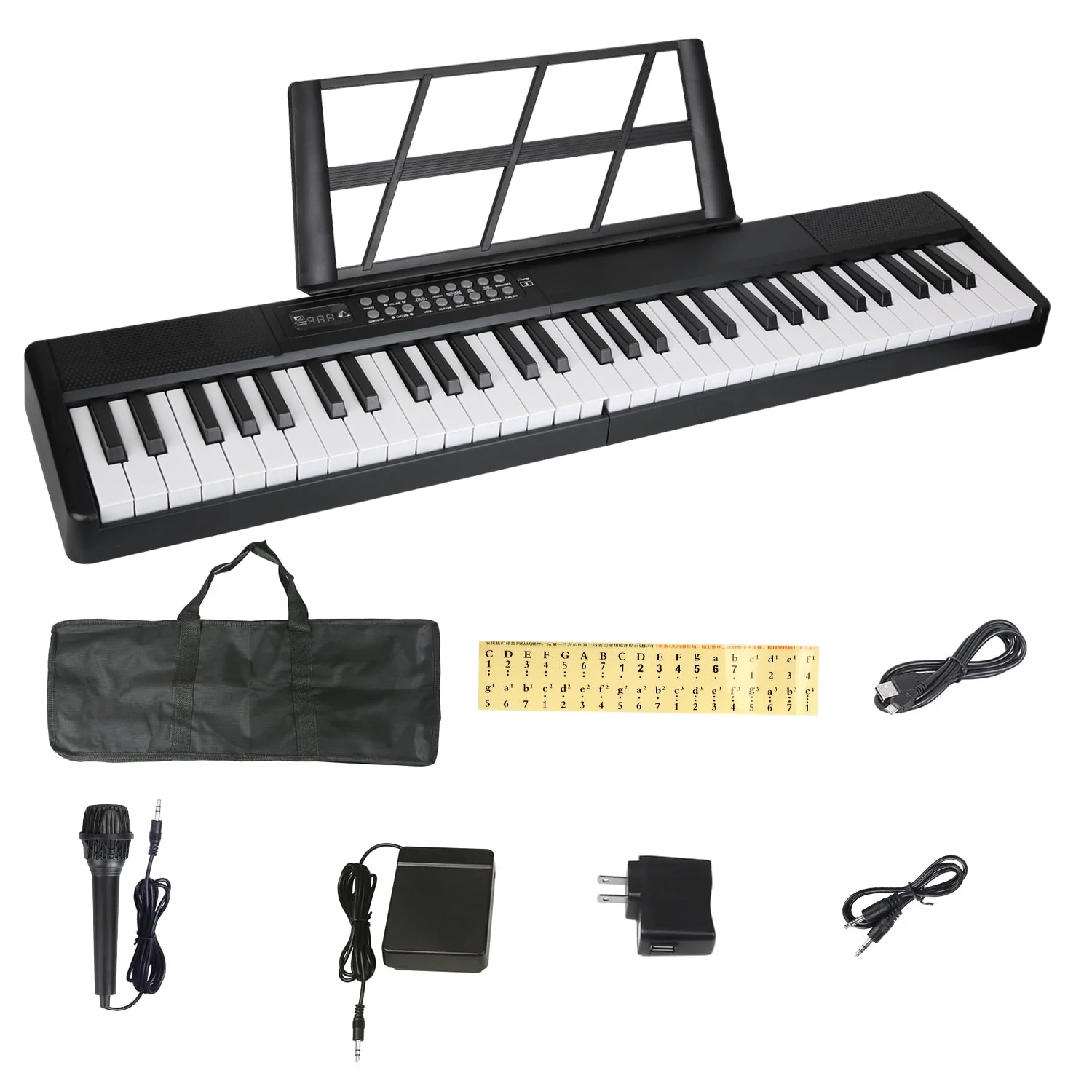 61Keys Foldable Electronic Piano Keyboard With Micro Audio Sustain Pedal Music Stand Storage Bag Portable Wireless MiDi Connection Keyboard For Beginn - Image 5