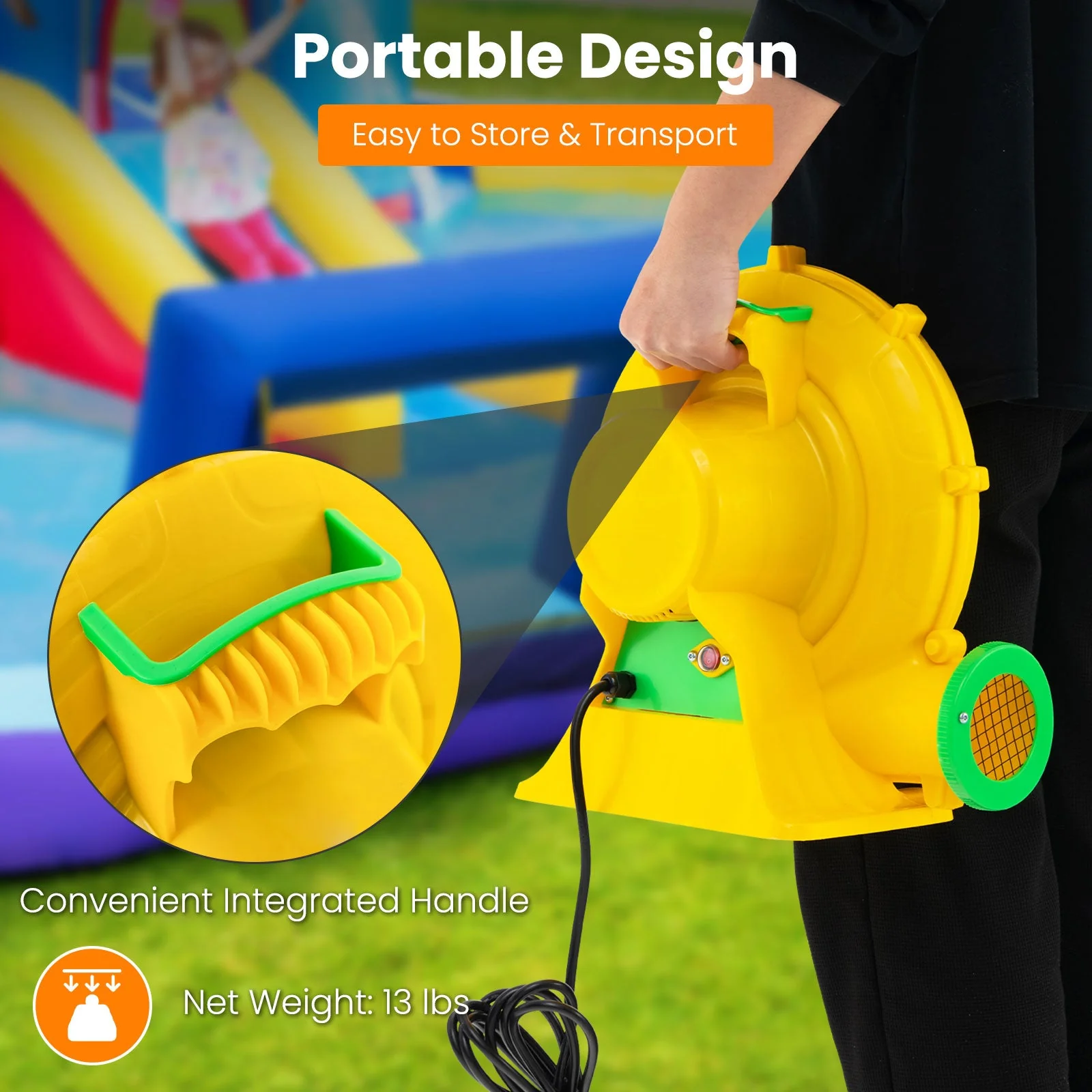 680W Air Blower Air Pump Fan with Convenient Handle and Ground Stakes-680W - Image 6