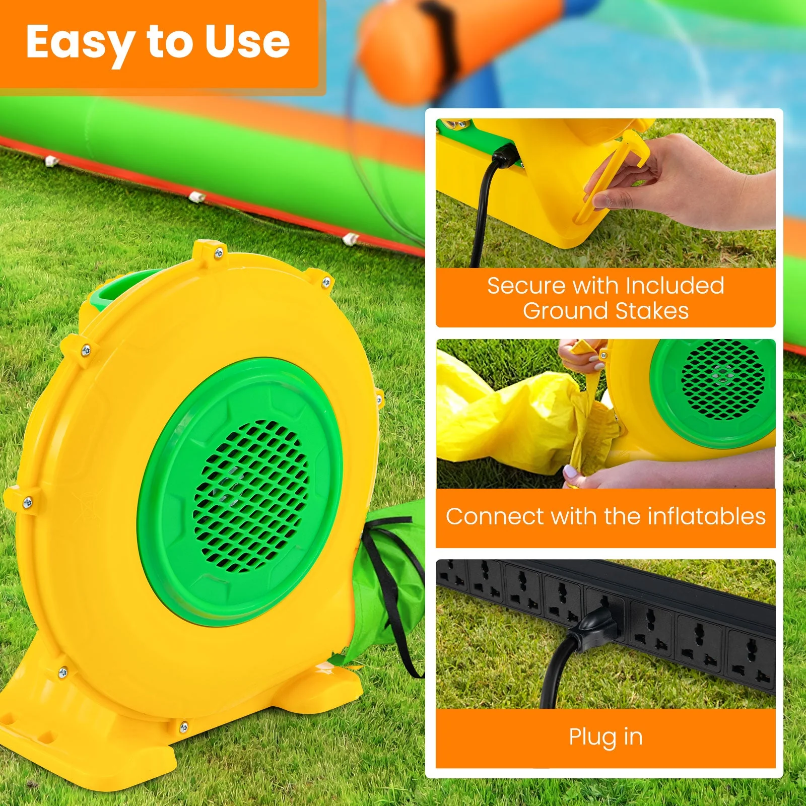 680W Air Blower Air Pump Fan with Convenient Handle and Ground Stakes-680W - Image 8