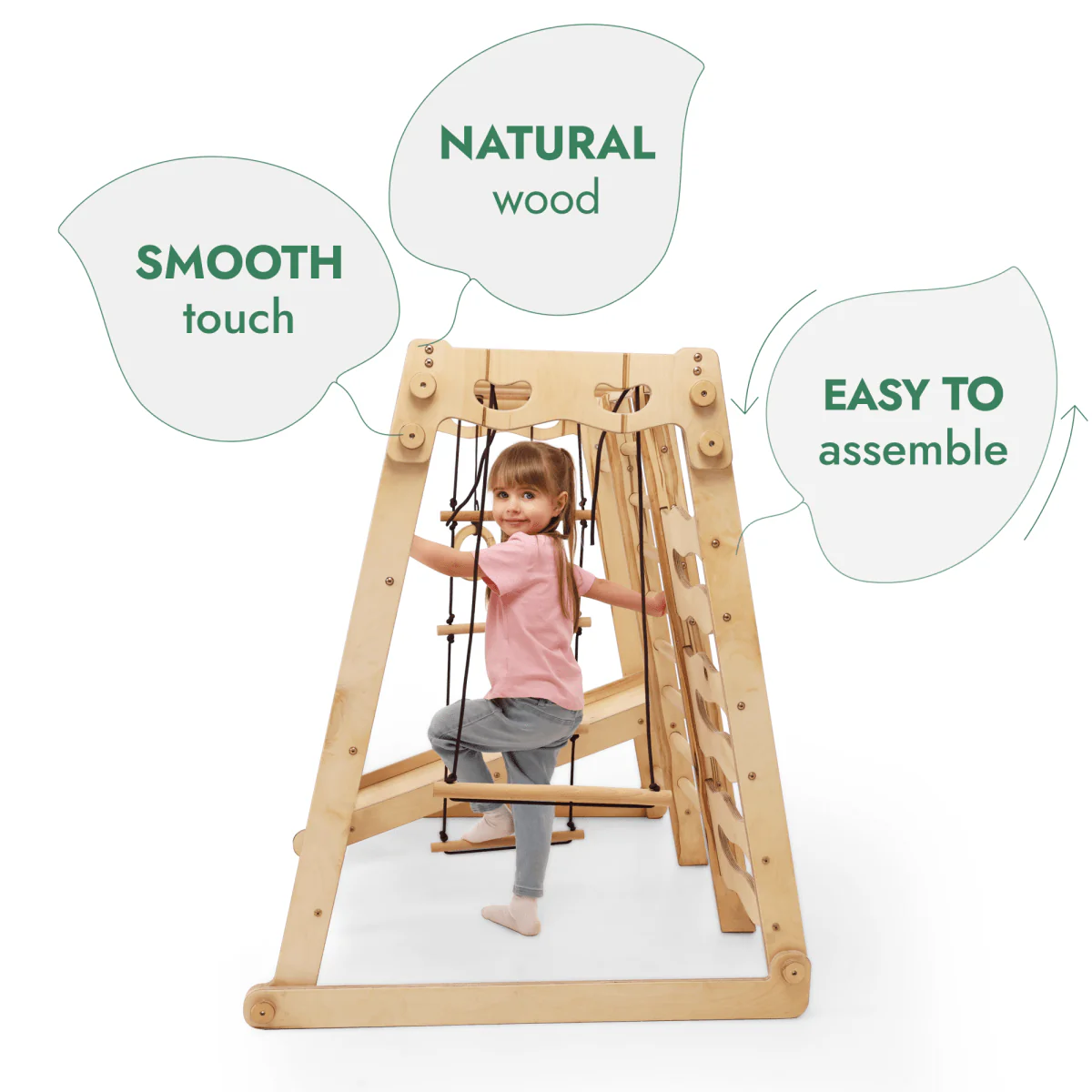 6in1 Indoor Jungle Gym for Toddler: Playground + Swings Set + Slide Board + Rope + Stairs - Image 5