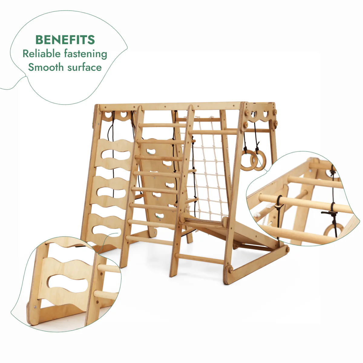 6in1 Indoor Jungle Gym for Toddler: Playground + Swings Set + Slide Board + Rope + Stairs - Image 6