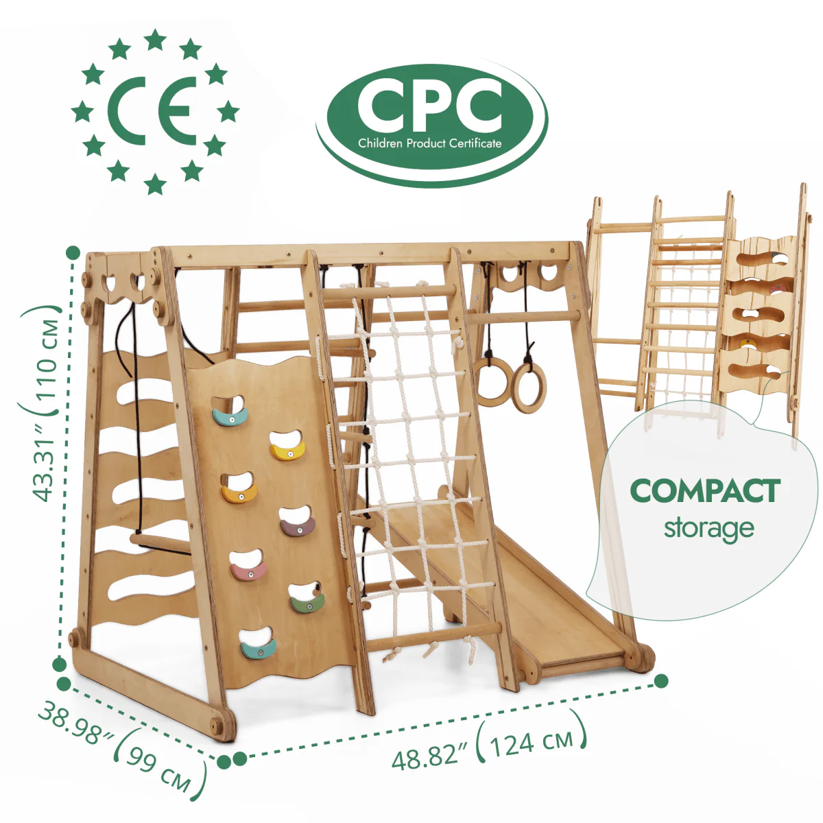 6in1 Indoor Jungle Gym for Toddler: Playground + Swings Set + Slide Board + Rope + Stairs - Image 2