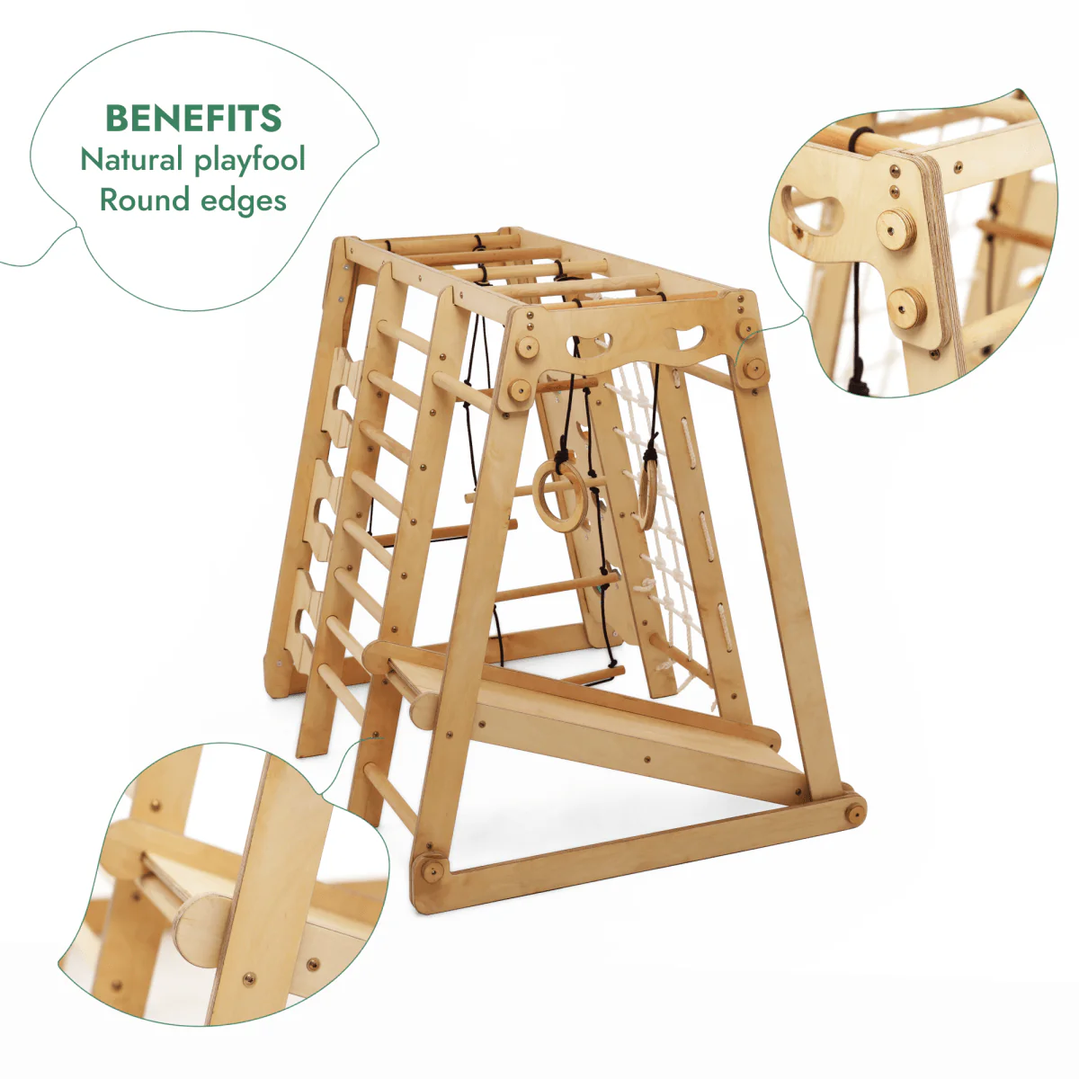 6in1 Indoor Jungle Gym for Toddler: Playground + Swings Set + Slide Board + Rope + Stairs - Image 7