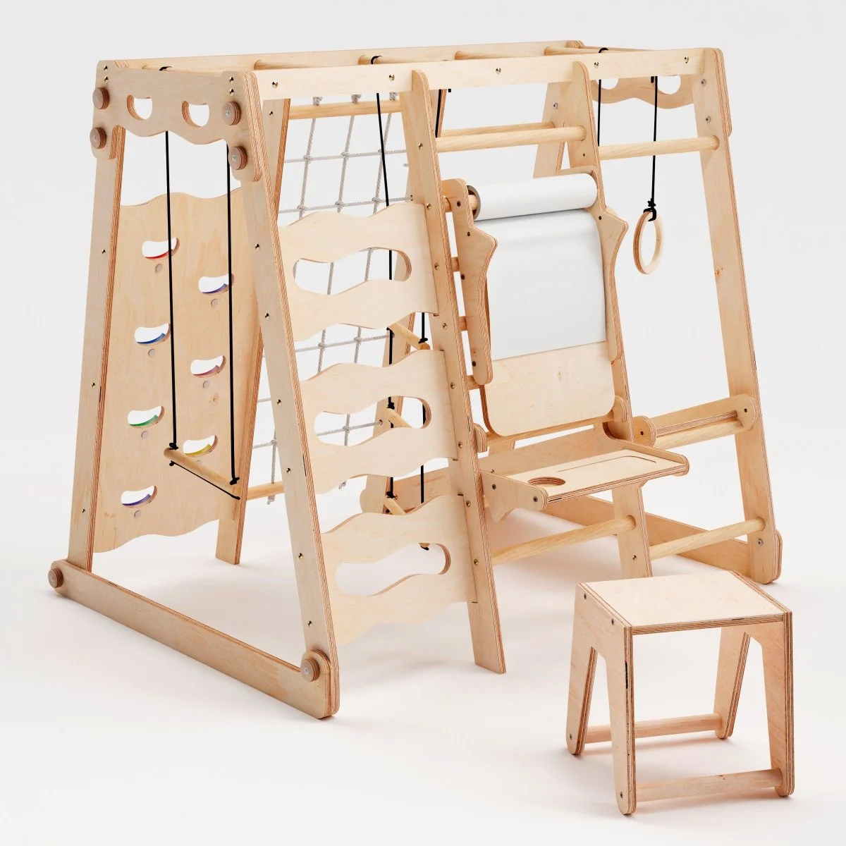 6in1 Indoor Jungle Gym for Toddler: Playground + Swings Set + Slide Board + Rope + Stairs - Image 9