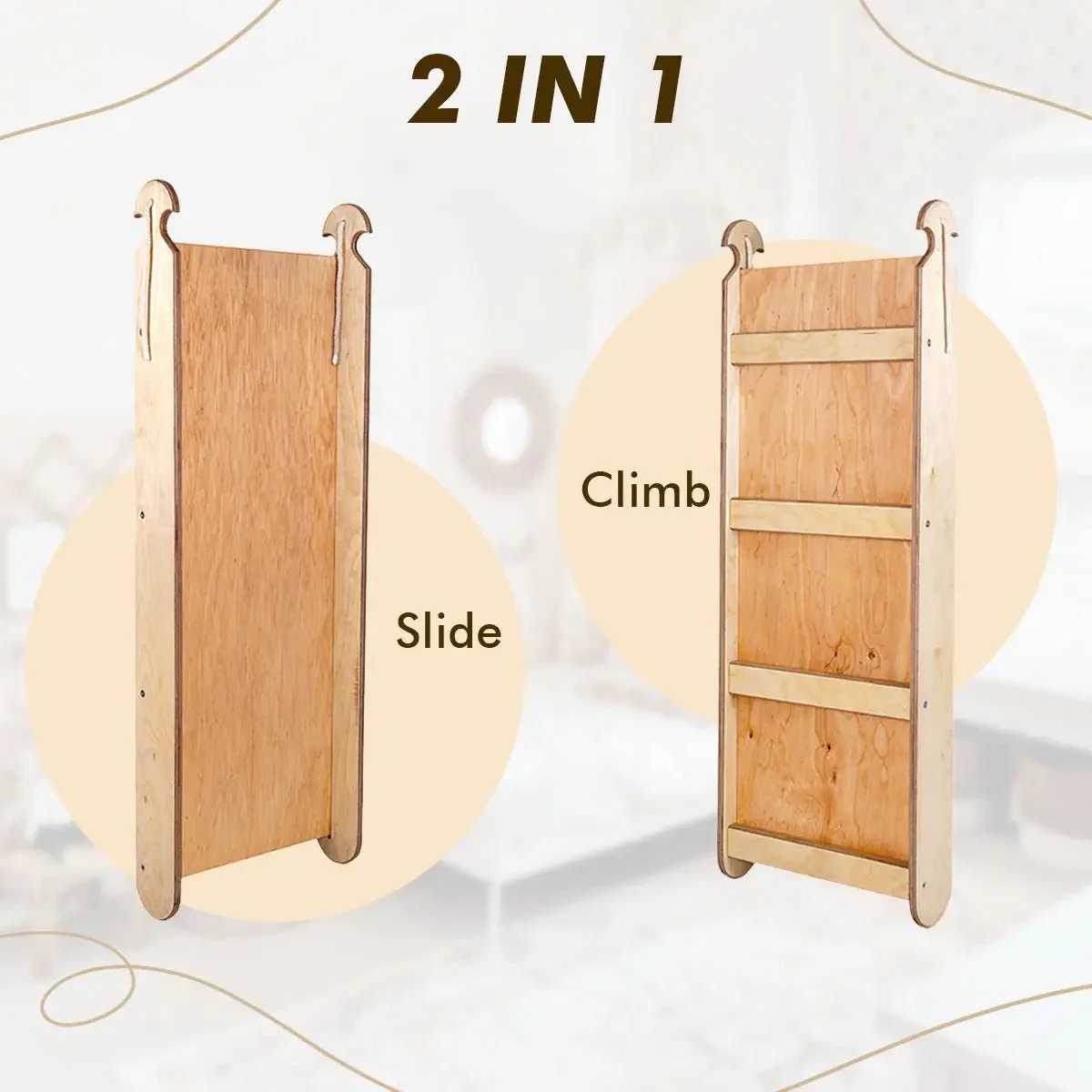 6in1 Montessori Climbing Set: Triangle Ladder + Arch/Rocker + Slide/Ramp + Net + Cushion + Art Addition - Image 6