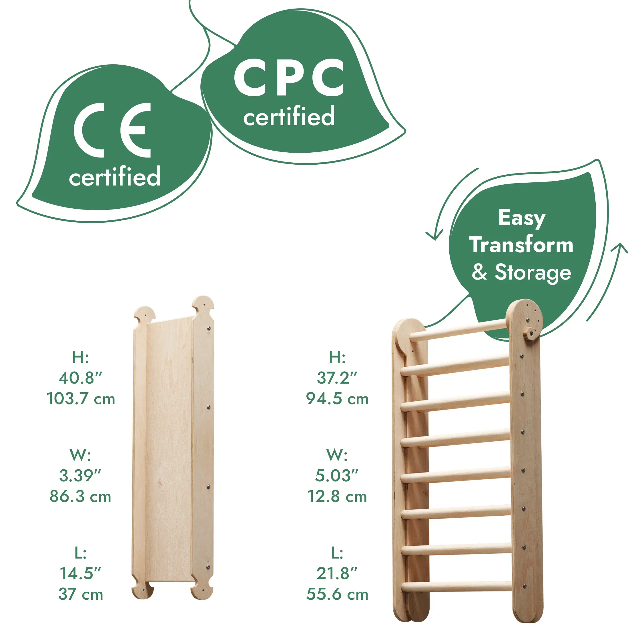 6in1 Wooden Swedish Wall / Climbing ladder for Children + Swing Set + Slide Board - Image 5
