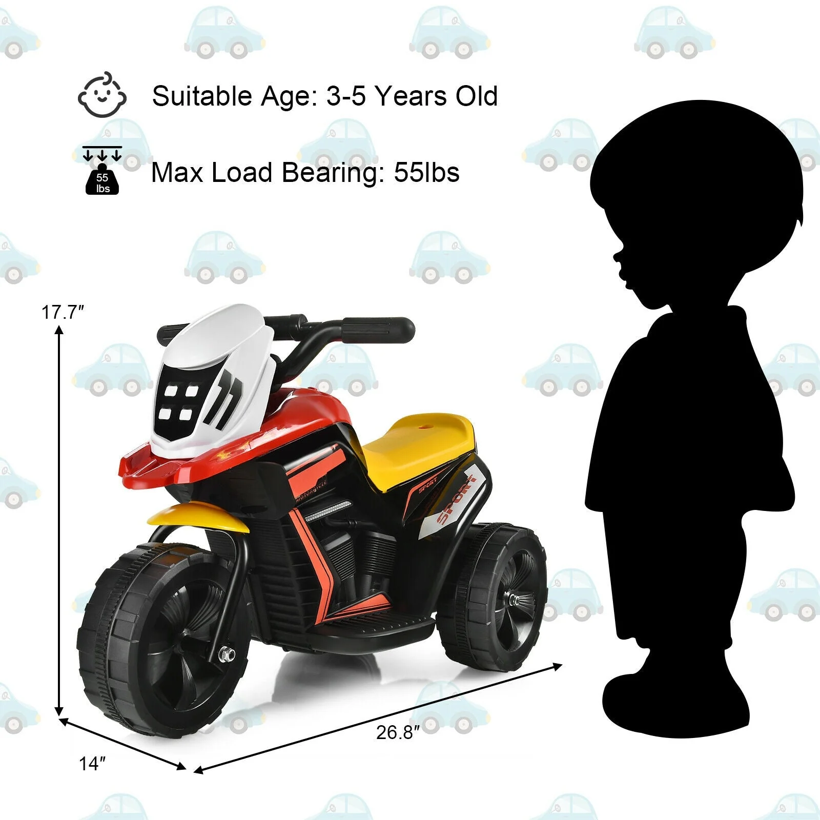6V 3-Wheel Electric Ride-On Toy Motorcycle Trike with Music and Horn - Image 6