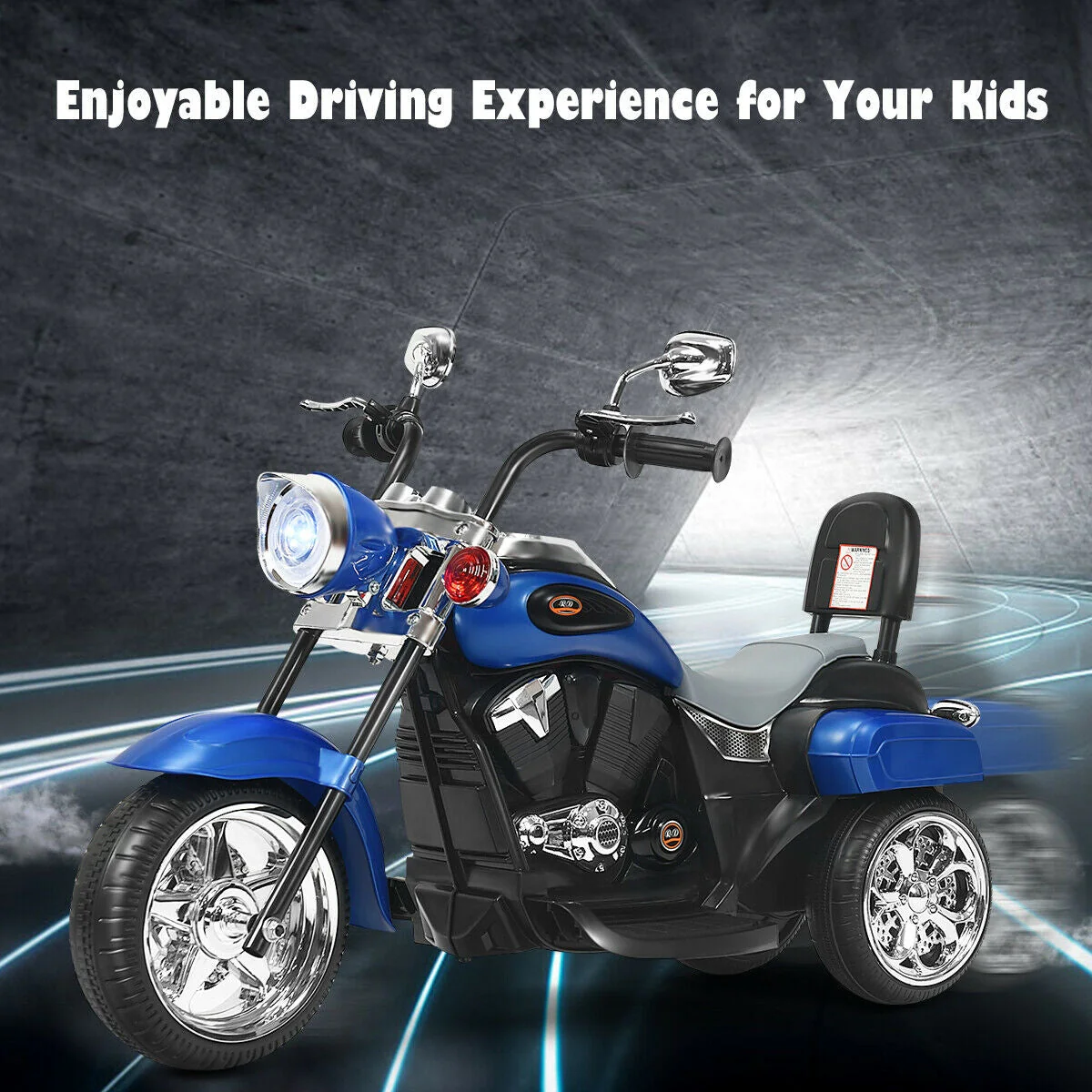 6V 3 Wheel Kids Motorcycle-Blue - Image 2