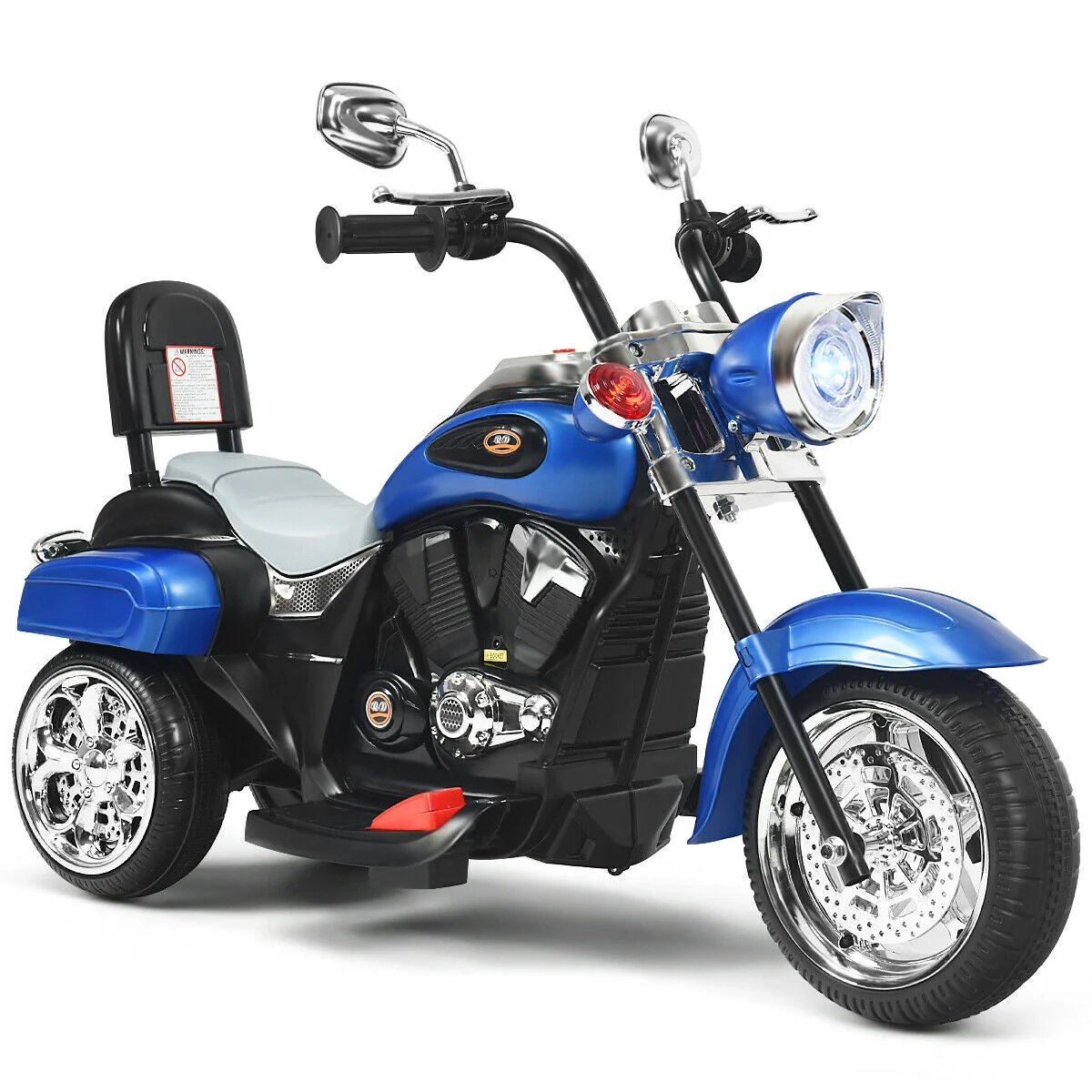 6V 3 Wheel Kids Motorcycle-Blue - Image 3