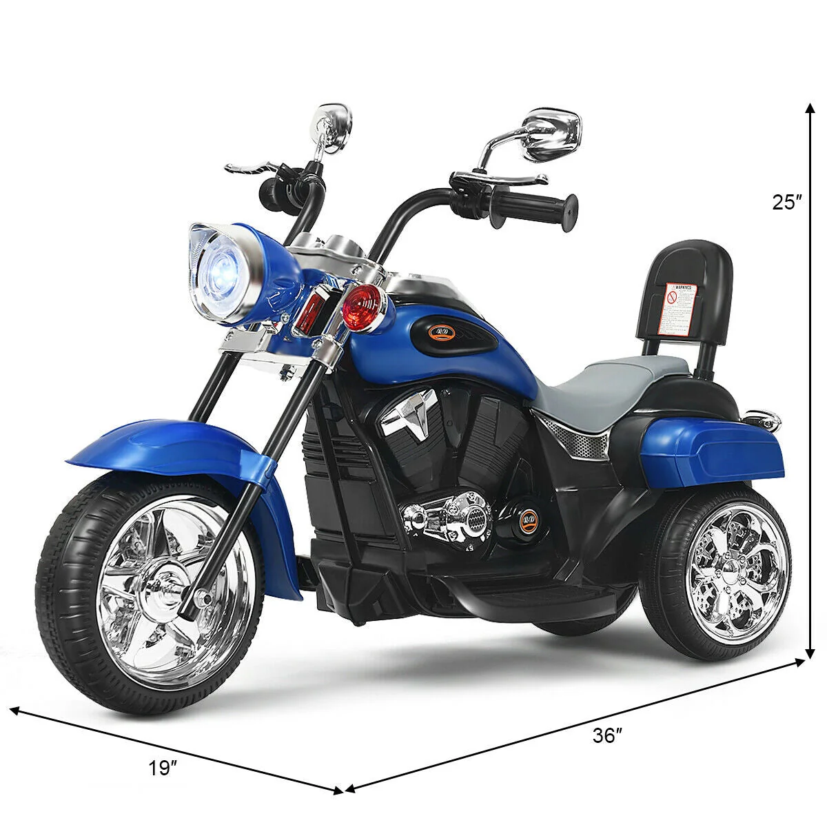 6V 3 Wheel Kids Motorcycle-Blue - Image 5